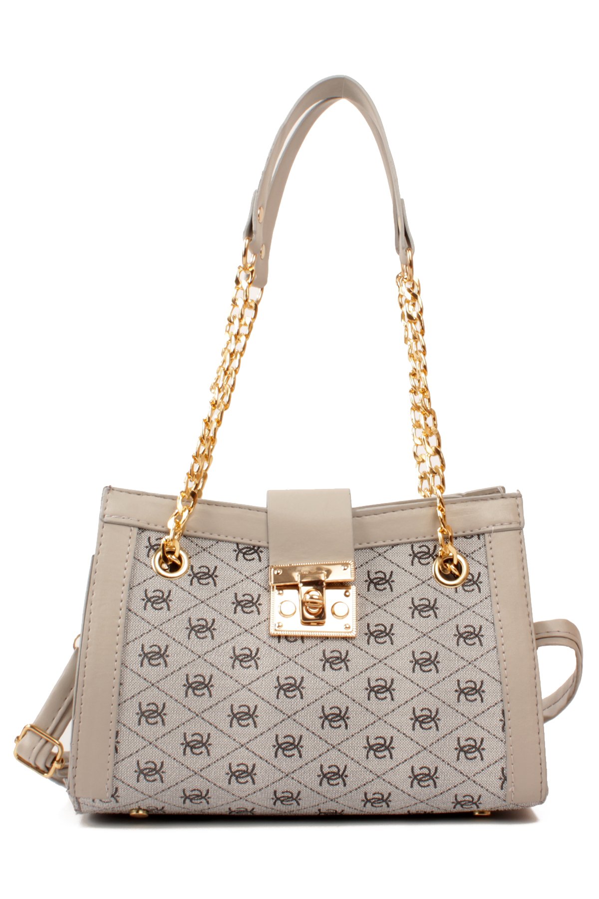 LWE10832-SyhTalhaLuwwe Bag'sKadın Zincir Detaylı Askı Desenli Deri Fermuarlı ve Toka Kemerli Kapamalı El ve Omuz Çantası (10832)