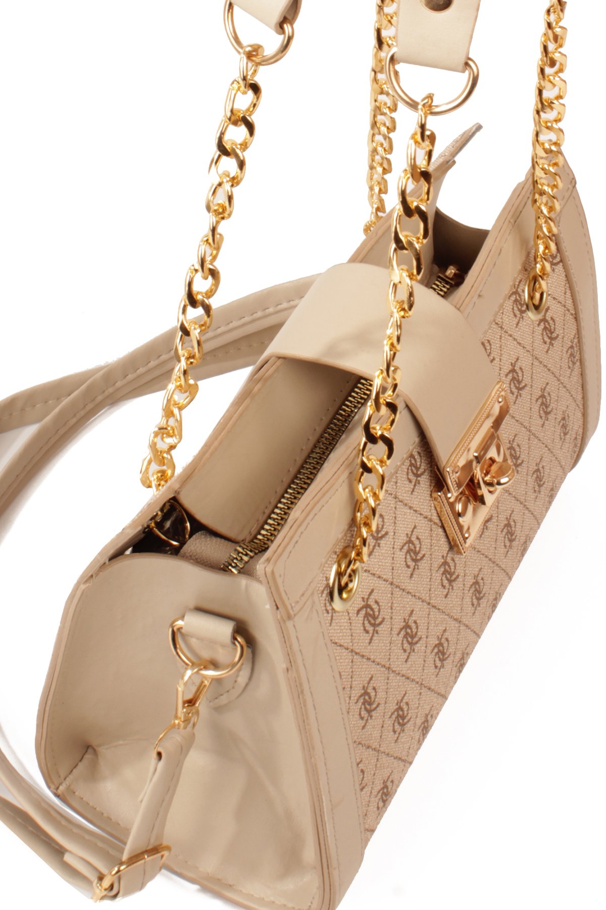 LWE10832-SyhTalhaLuwwe Bag'sKadın Zincir Detaylı Askı Desenli Deri Fermuarlı ve Toka Kemerli Kapamalı El ve Omuz Çantası (10832)