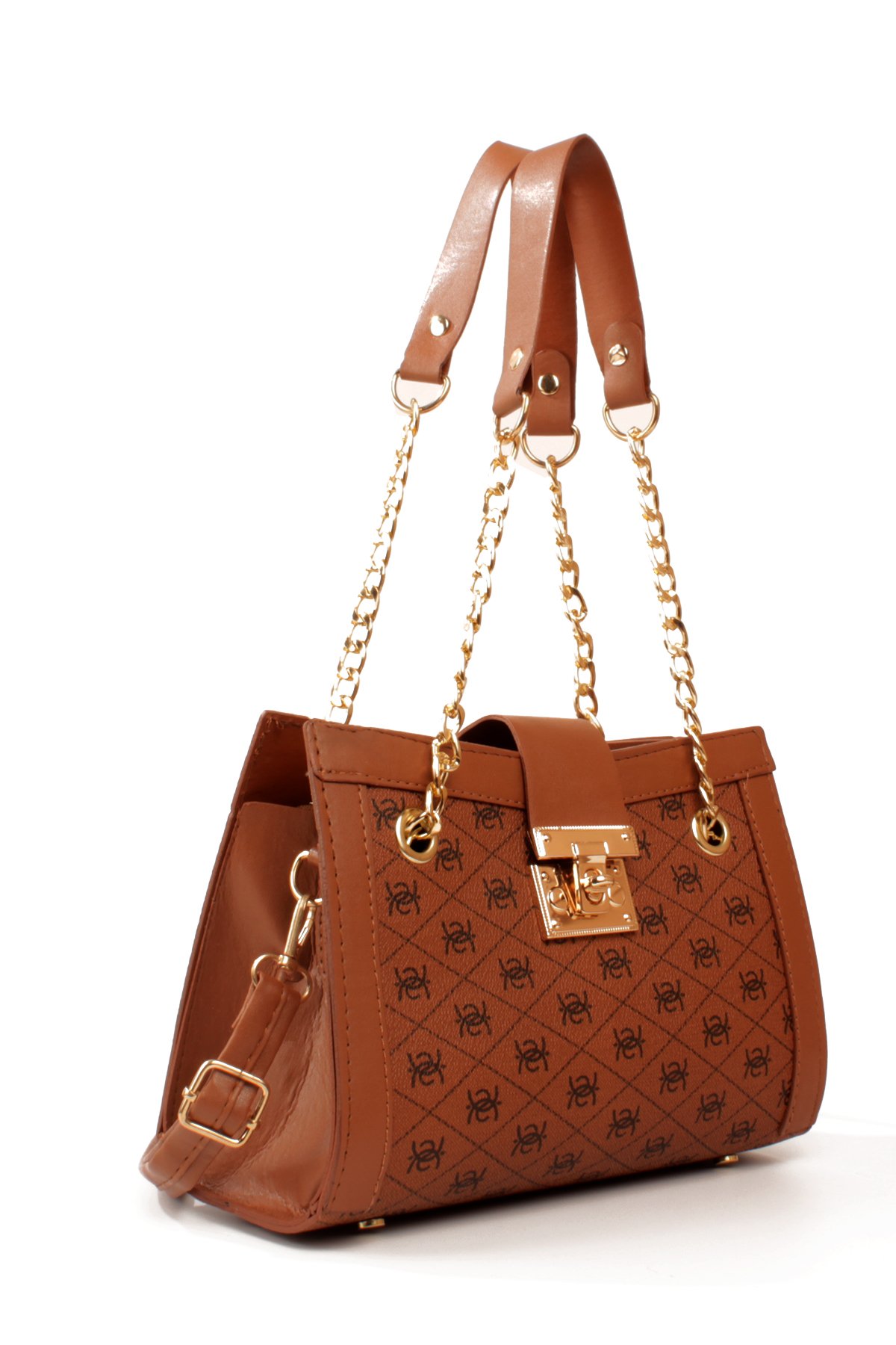 LWE10832-SyhTalhaLuwwe Bag'sKadın Zincir Detaylı Askı Desenli Deri Fermuarlı ve Toka Kemerli Kapamalı El ve Omuz Çantası (10832)