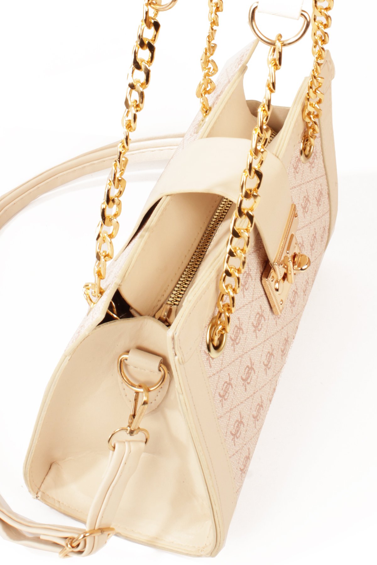 LWE10832-SyhTalhaLuwwe Bag'sKadın Zincir Detaylı Askı Desenli Deri Fermuarlı ve Toka Kemerli Kapamalı El ve Omuz Çantası (10832)