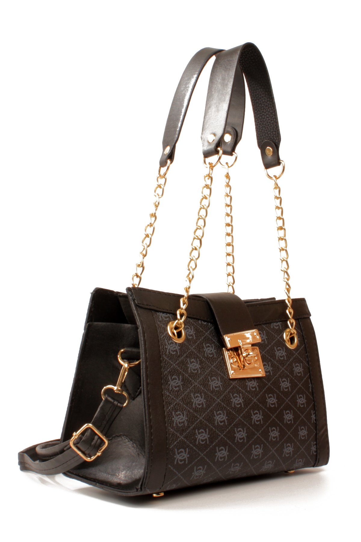 LWE10832-SyhTalhaLuwwe Bag'sKadın Zincir Detaylı Askı Desenli Deri Fermuarlı ve Toka Kemerli Kapamalı El ve Omuz Çantası (10832)