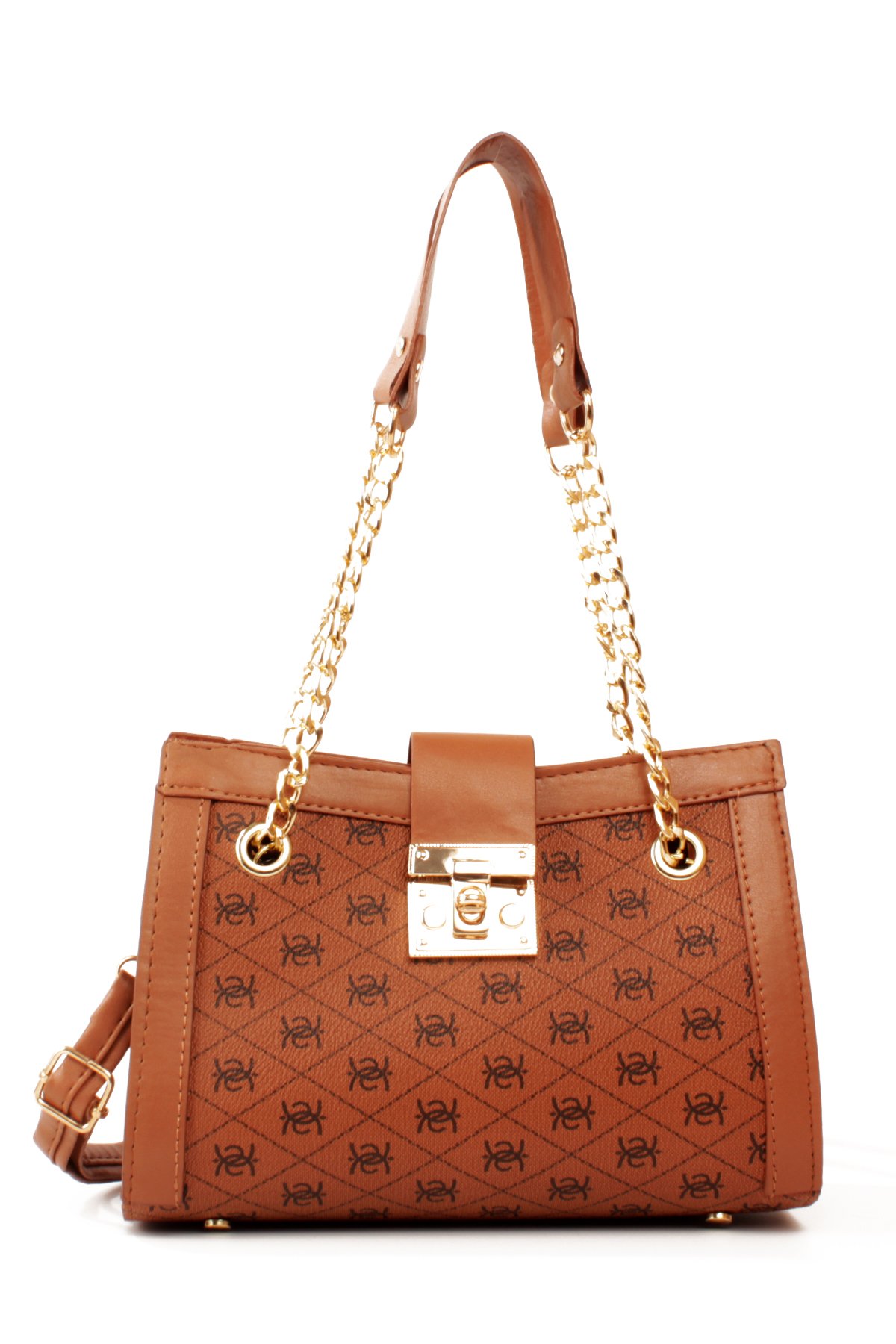 LWE10832-SyhTalhaLuwwe Bag'sKadın Zincir Detaylı Askı Desenli Deri Fermuarlı ve Toka Kemerli Kapamalı El ve Omuz Çantası (10832)