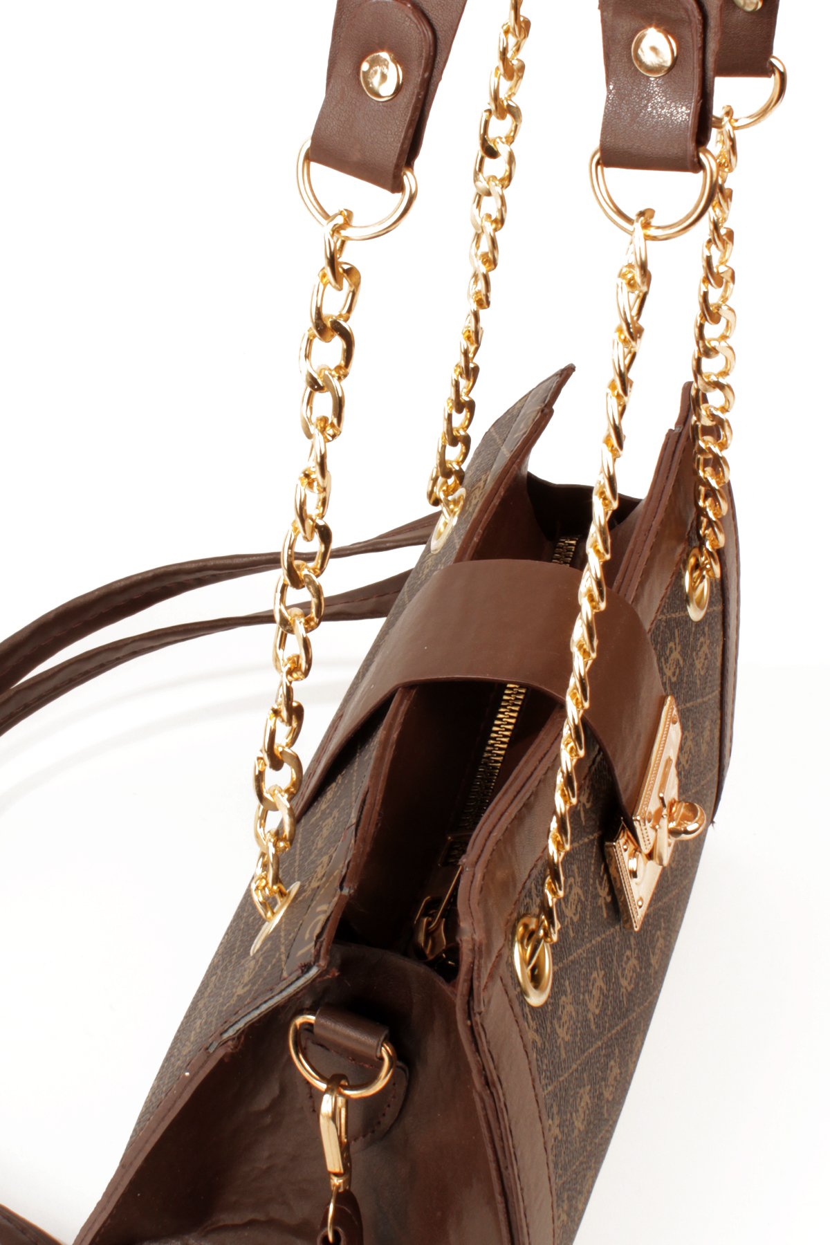 LWE10832-SyhTalhaLuwwe Bag'sKadın Zincir Detaylı Askı Desenli Deri Fermuarlı ve Toka Kemerli Kapamalı El ve Omuz Çantası (10832)