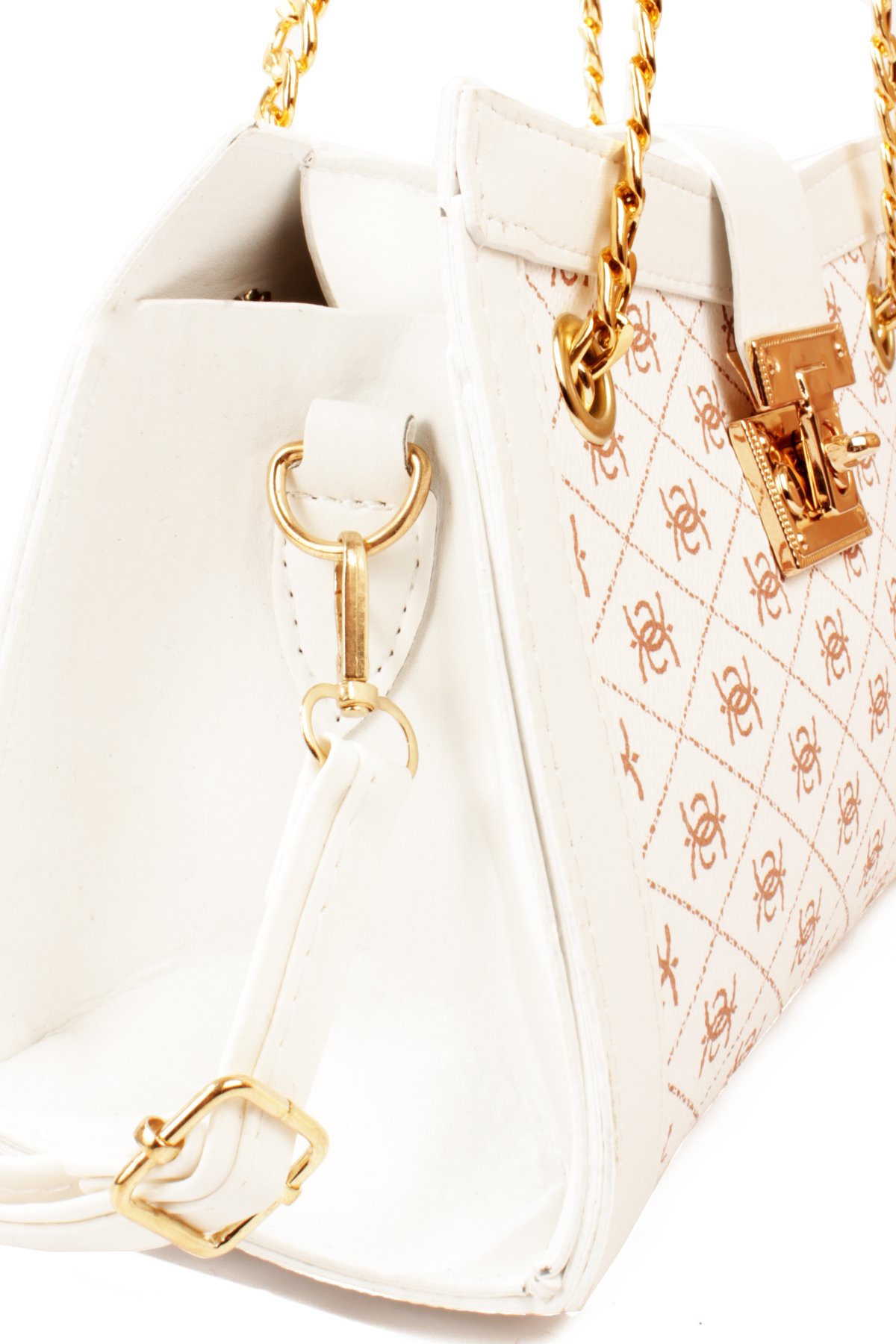 LWE10832-SyhTalhaLuwwe Bag'sKadın Zincir Detaylı Askı Desenli Deri Fermuarlı ve Toka Kemerli Kapamalı El ve Omuz Çantası (10832)