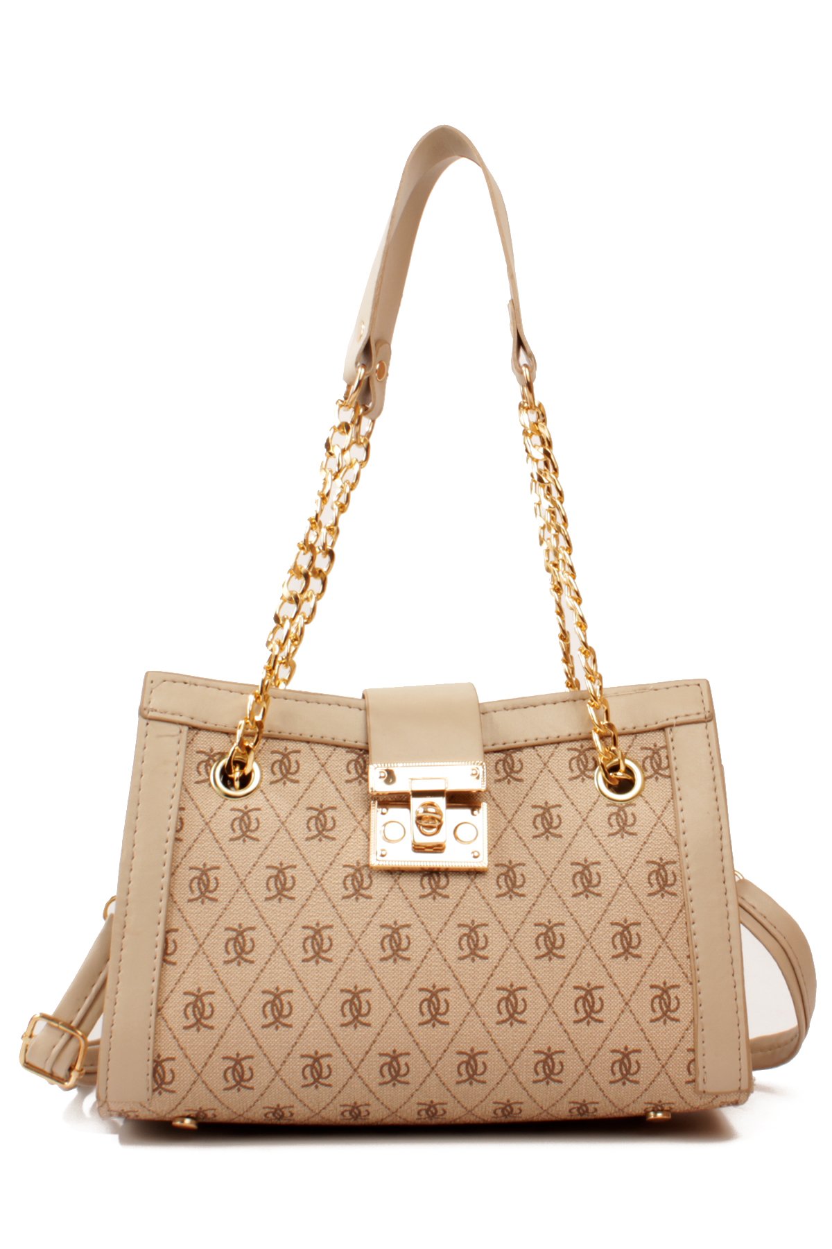 LWE10832-SyhTalhaLuwwe Bag'sKadın Zincir Detaylı Askı Desenli Deri Fermuarlı ve Toka Kemerli Kapamalı El ve Omuz Çantası (10832)