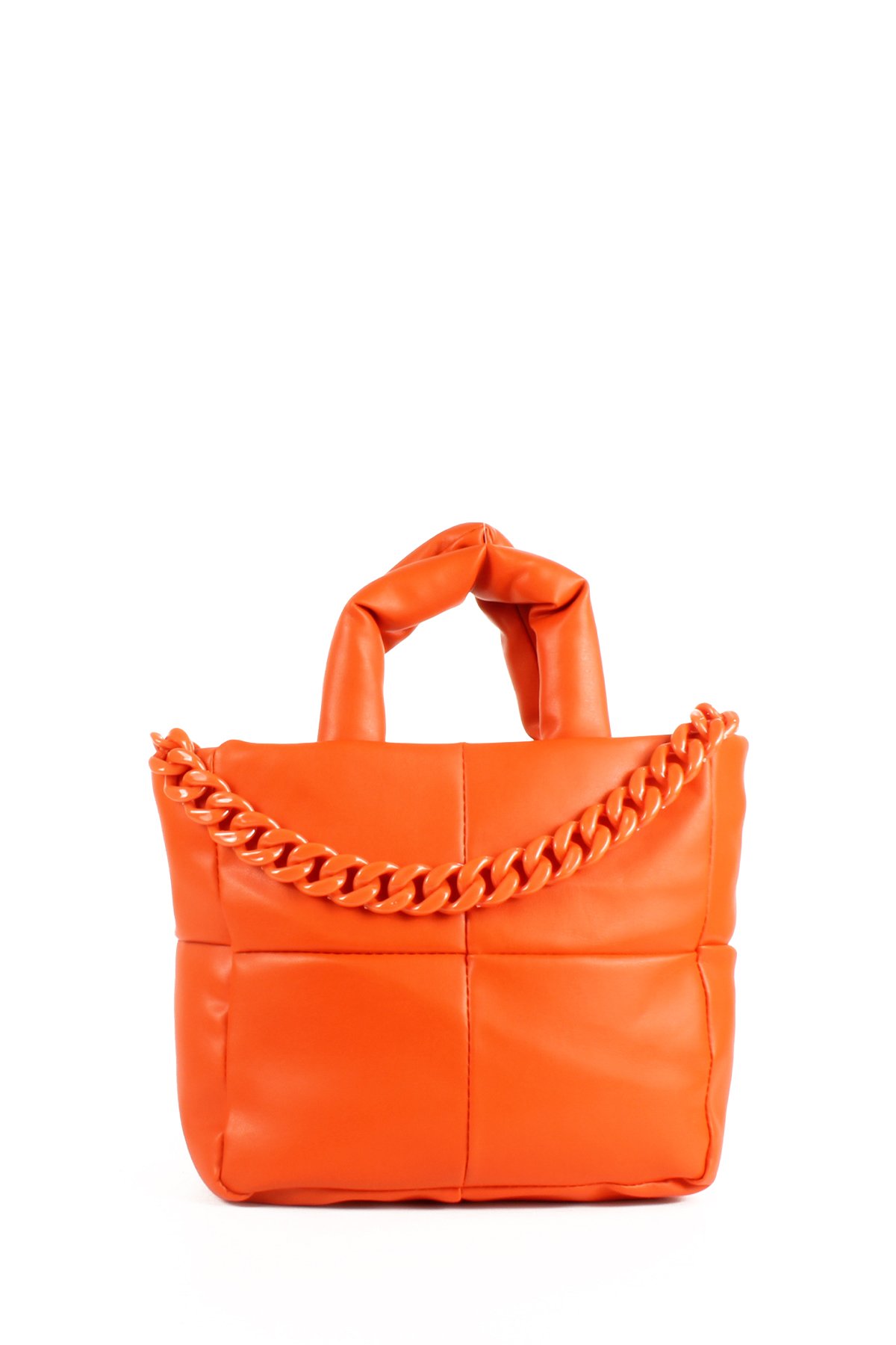 LWE1703-SyhTalhaLuwwe Bag'sKadın Zincir Detaylı Yumuşak Deri Kapitoneli Şişme Kol ve Omuz Çantası (1703)