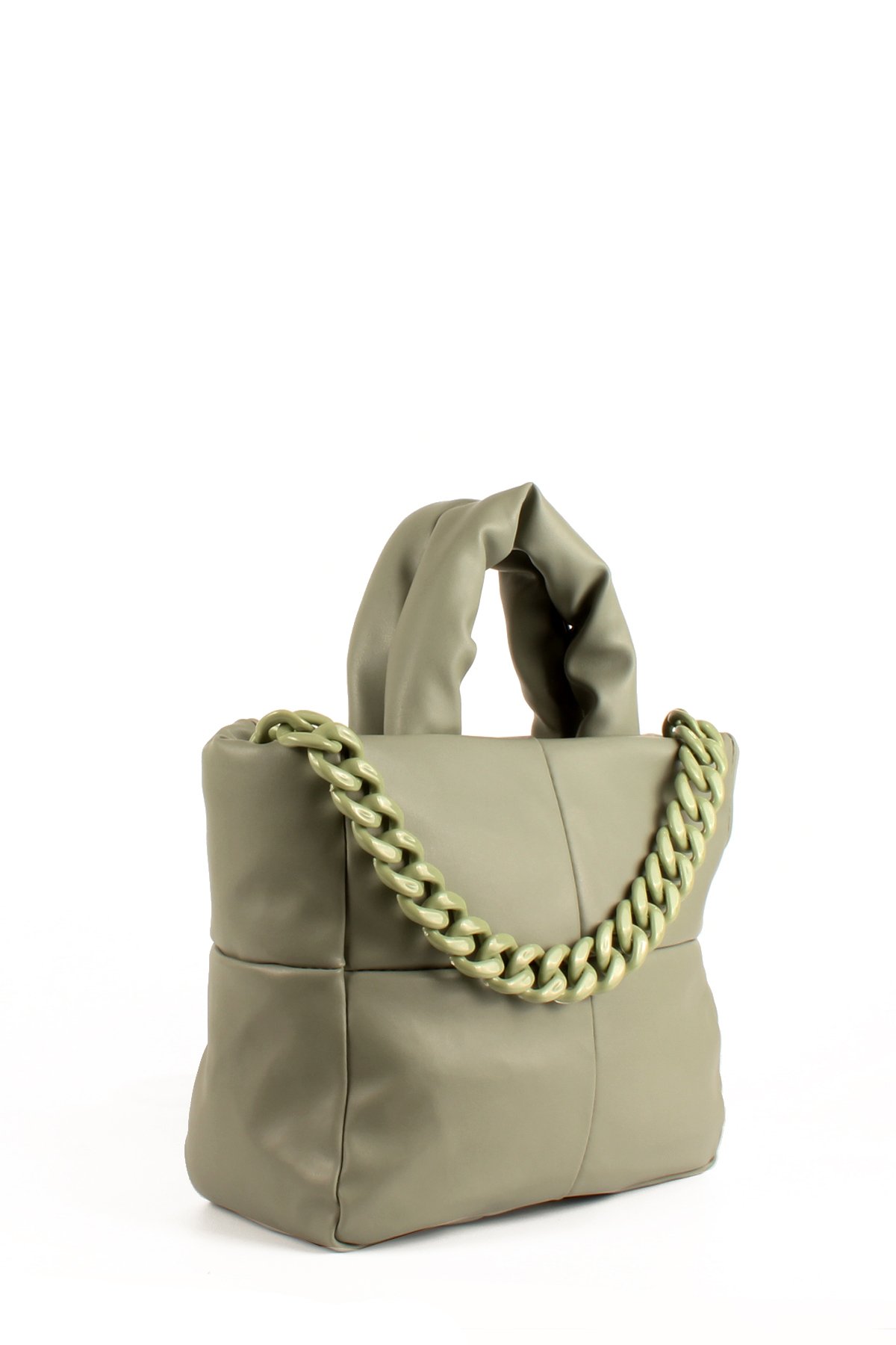 LWE1703-SyhTalhaLuwwe Bag'sKadın Zincir Detaylı Yumuşak Deri Kapitoneli Şişme Kol ve Omuz Çantası (1703)