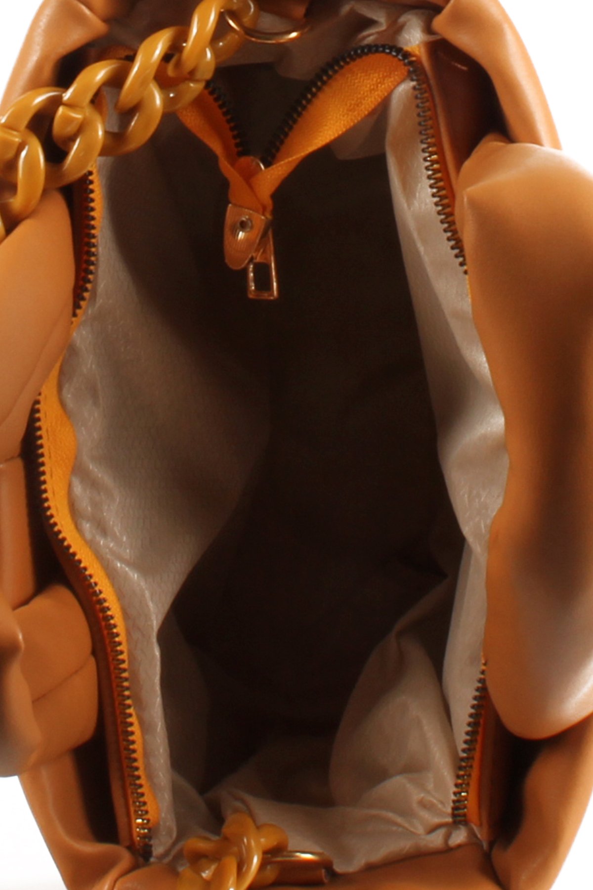 LWE1703-SyhTalhaLuwwe Bag'sKadın Zincir Detaylı Yumuşak Deri Kapitoneli Şişme Kol ve Omuz Çantası (1703)