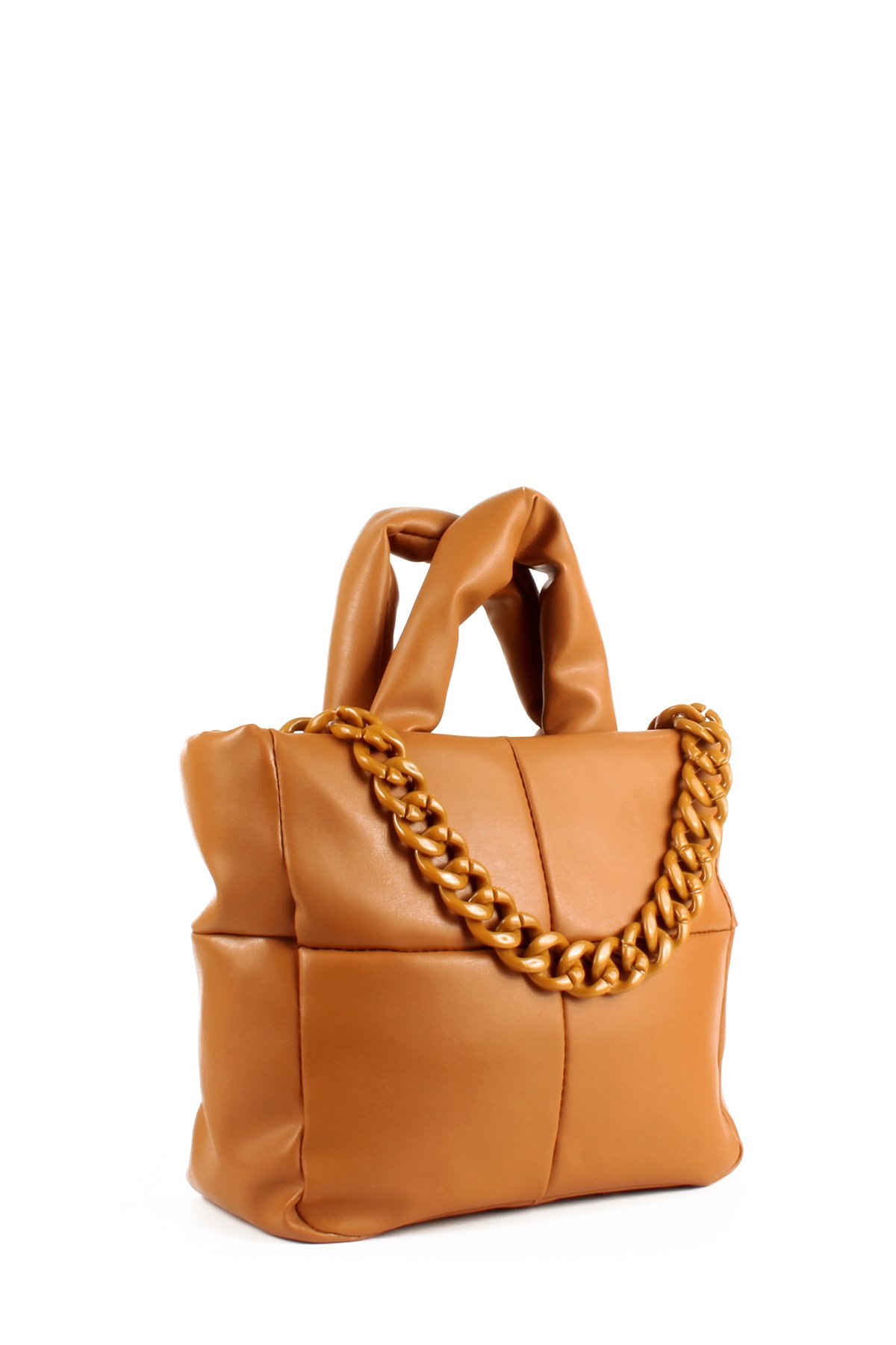 LWE1703-SyhTalhaLuwwe Bag'sKadın Zincir Detaylı Yumuşak Deri Kapitoneli Şişme Kol ve Omuz Çantası (1703)