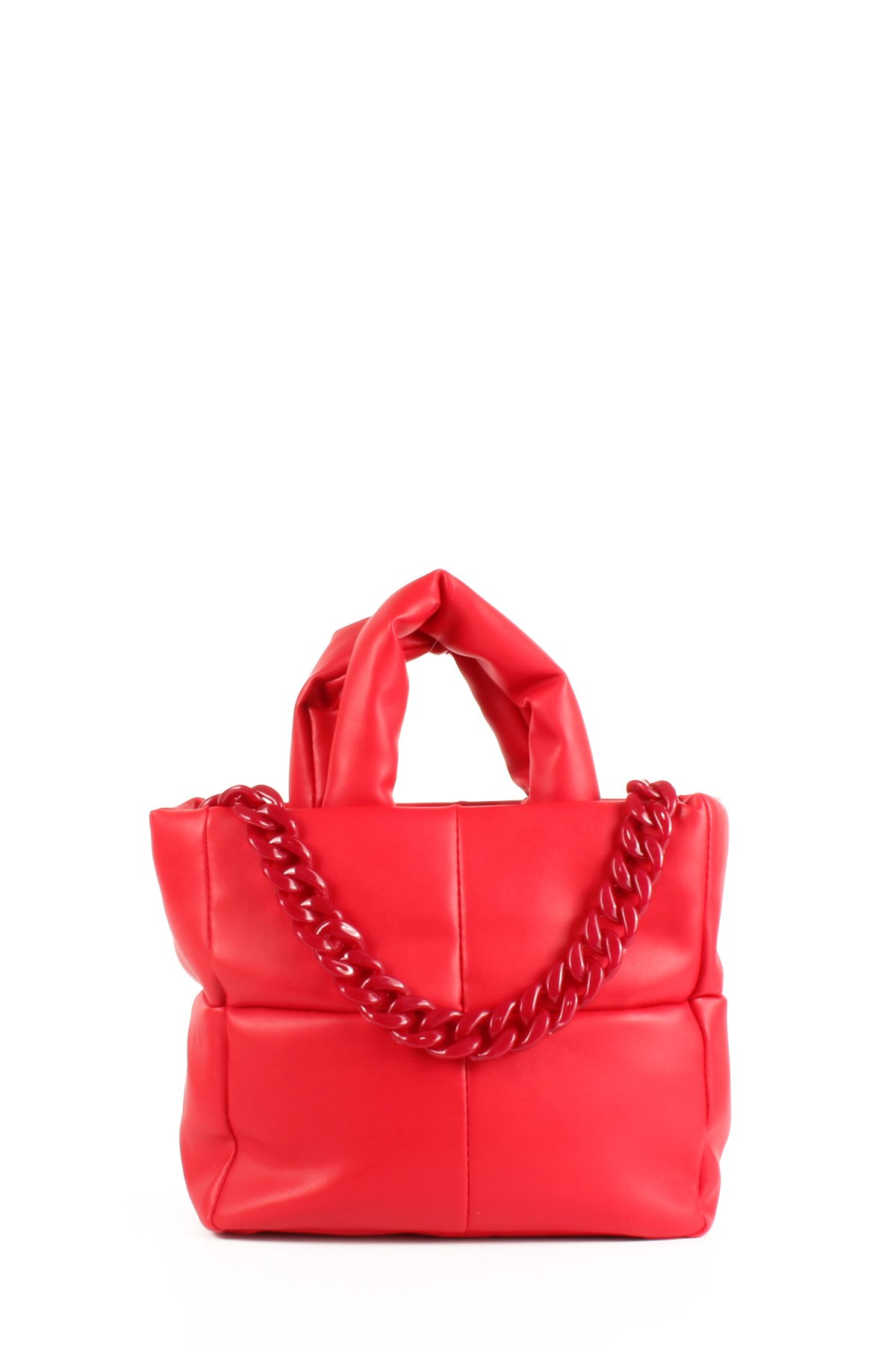 LWE1703-SyhTalhaLuwwe Bag'sKadın Zincir Detaylı Yumuşak Deri Kapitoneli Şişme Kol ve Omuz Çantası (1703)