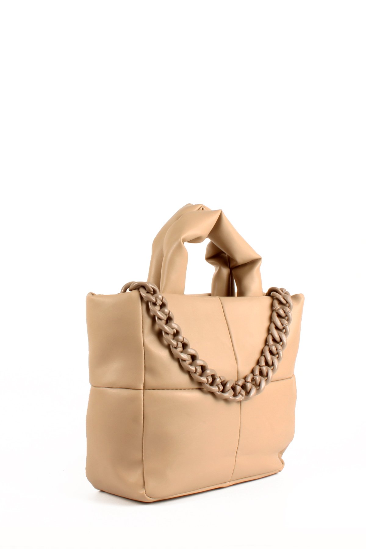 LWE1703-SyhTalhaLuwwe Bag'sKadın Zincir Detaylı Yumuşak Deri Kapitoneli Şişme Kol ve Omuz Çantası (1703)