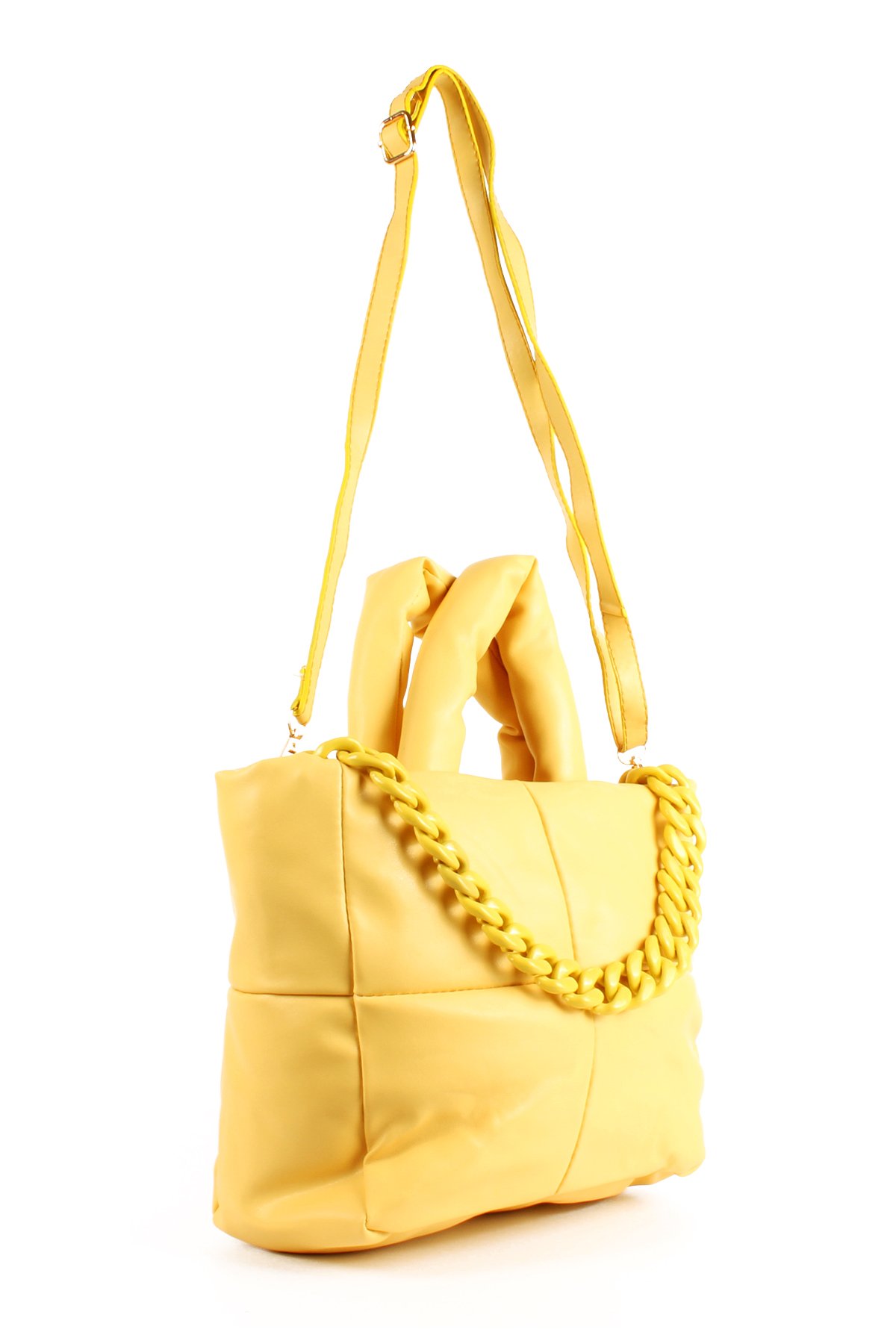 LWE1703-SyhTalhaLuwwe Bag'sKadın Zincir Detaylı Yumuşak Deri Kapitoneli Şişme Kol ve Omuz Çantası (1703)