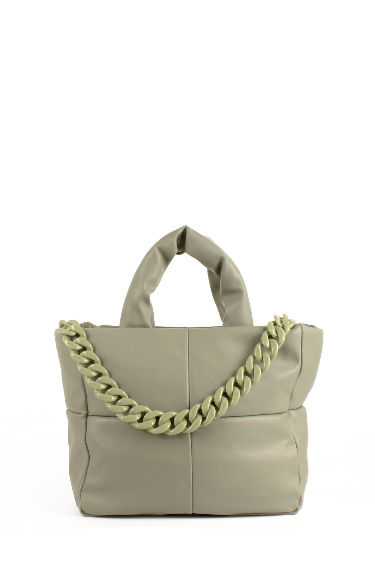 LWE1703-SyhTalhaLuwwe Bag'sKadın Zincir Detaylı Yumuşak Deri Kapitoneli Şişme Kol ve Omuz Çantası (1703)