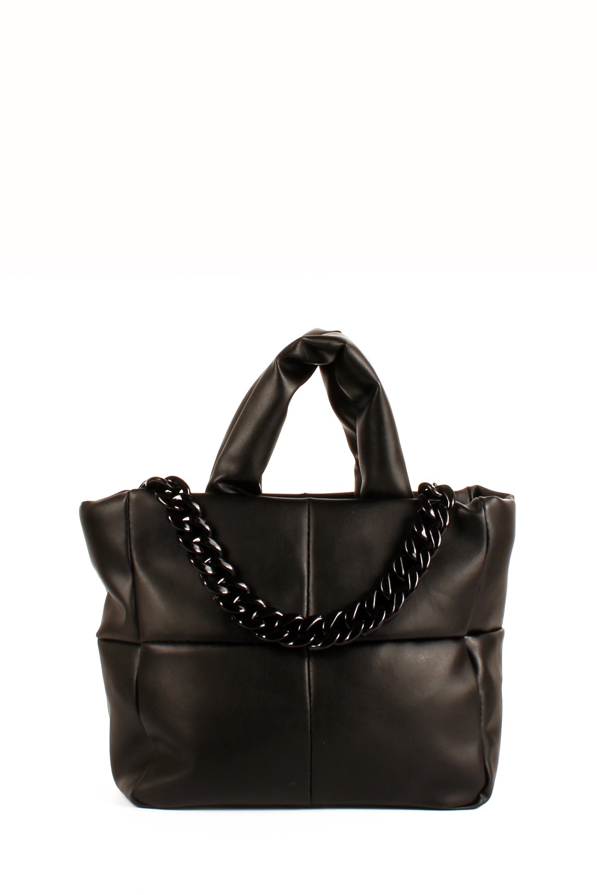 LWE1703-SyhTalhaLuwwe Bag'sKadın Zincir Detaylı Yumuşak Deri Kapitoneli Şişme Kol ve Omuz Çantası (1703)