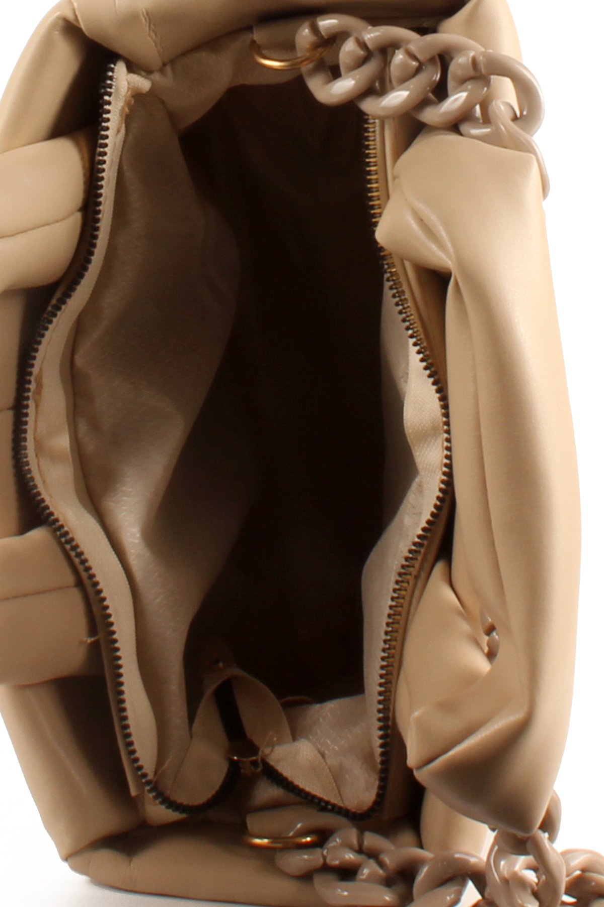 LWE1703-SyhTalhaLuwwe Bag'sKadın Zincir Detaylı Yumuşak Deri Kapitoneli Şişme Kol ve Omuz Çantası (1703)