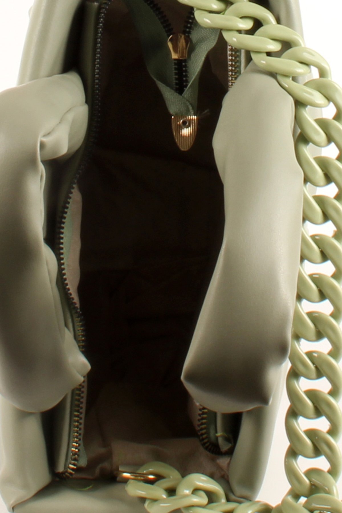 LWE1703-SyhTalhaLuwwe Bag'sKadın Zincir Detaylı Yumuşak Deri Kapitoneli Şişme Kol ve Omuz Çantası (1703)