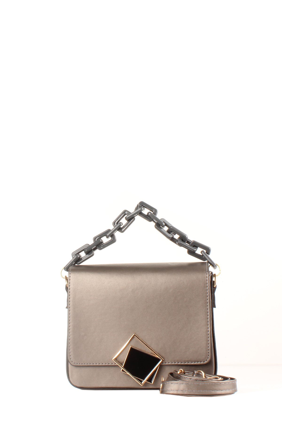 LWE20422-SLuwweLuwwe Bag'sKadın Zincir El Saplı Naturel Renk Kare El ve Omuz Çantası (20422)