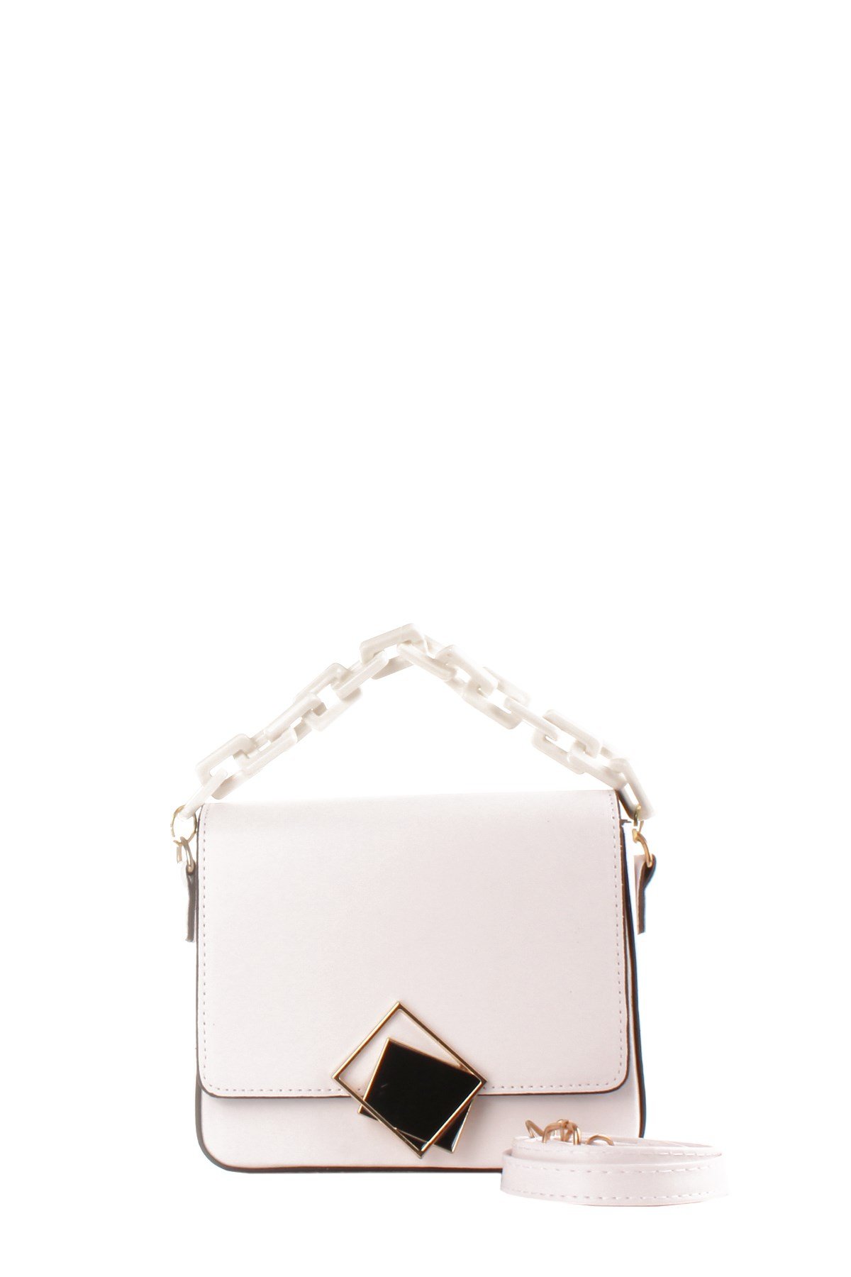 LWE20422-SLuwweLuwwe Bag'sKadın Zincir El Saplı Naturel Renk Kare El ve Omuz Çantası (20422)