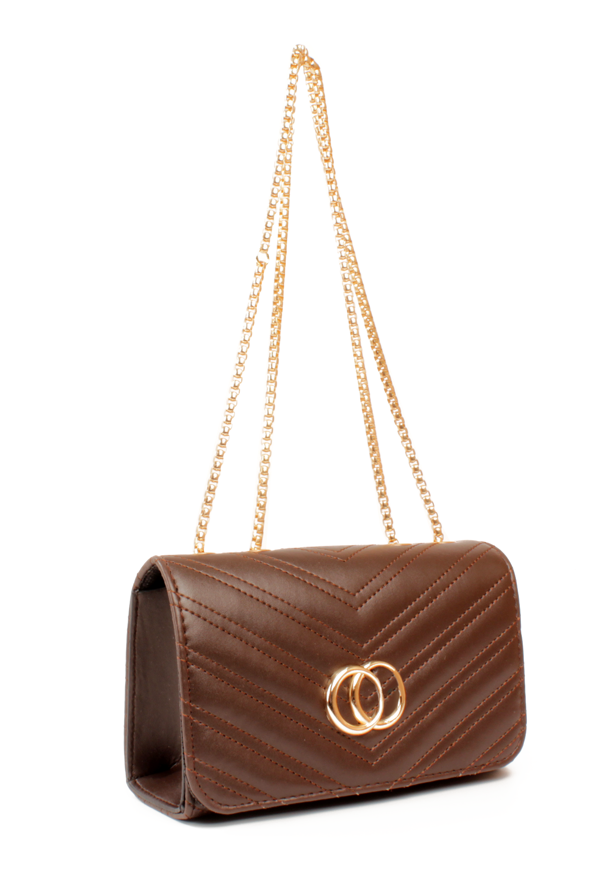 LWE20791-SyhTalhaLuwwe Bag'sKadın Zincir Omuz Askılı Şerit Desen Deri Logolu Mini Omuz Çantası (20791)