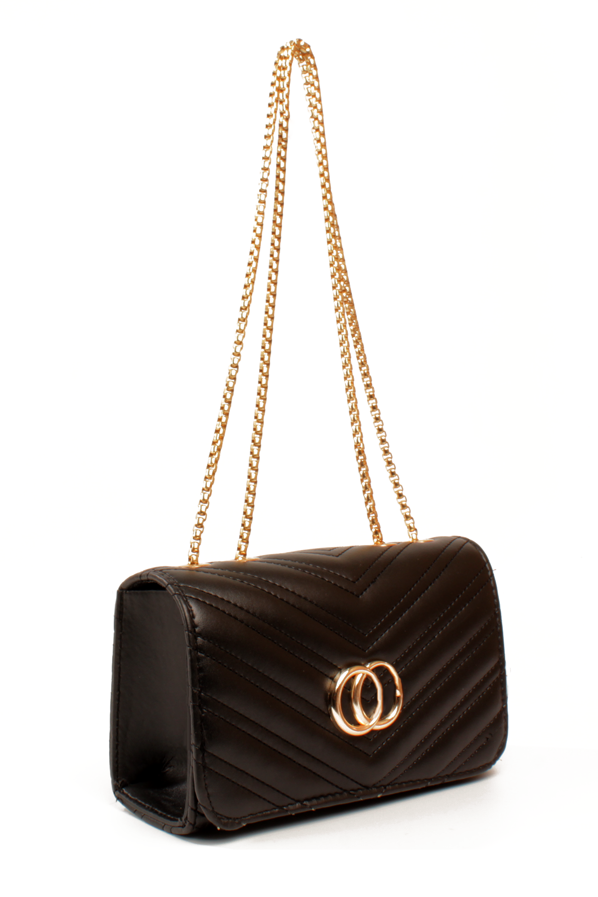 LWE20791-SyhTalhaLuwwe Bag'sKadın Zincir Omuz Askılı Şerit Desen Deri Logolu Mini Omuz Çantası (20791)