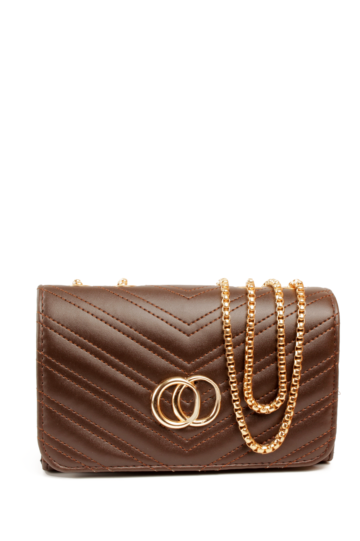 LWE20791-SyhTalhaLuwwe Bag'sKadın Zincir Omuz Askılı Şerit Desen Deri Logolu Mini Omuz Çantası (20791)