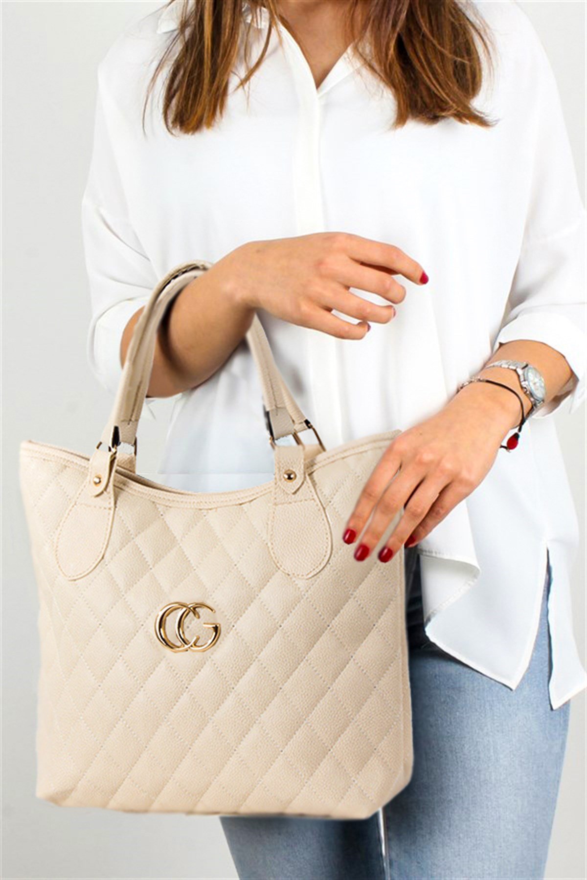 LWE20289-KrmLuwweLuwwe Bag'sKrem Kadın El ve Kol Çantası  (LWE20289-Krm)