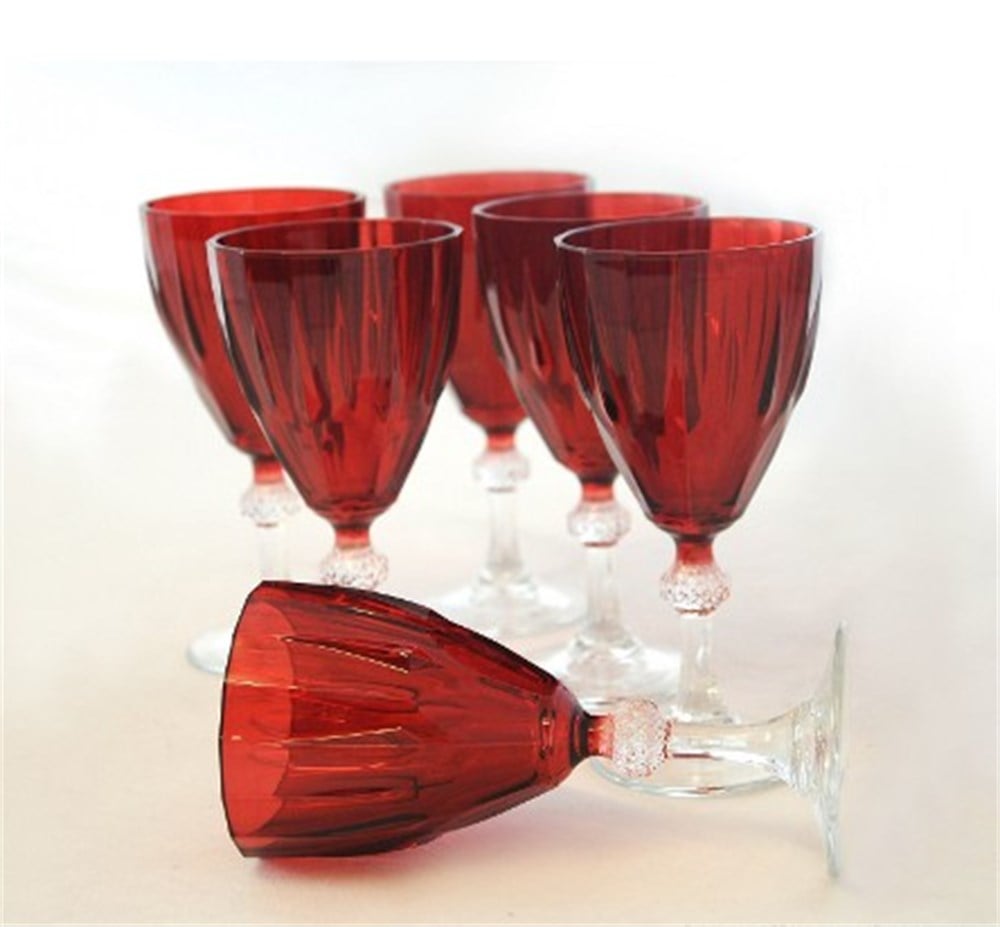 Paşabahçe Diamond 44757 Joy Kırmızı 6 lı Ayaklı Bardak (29339)