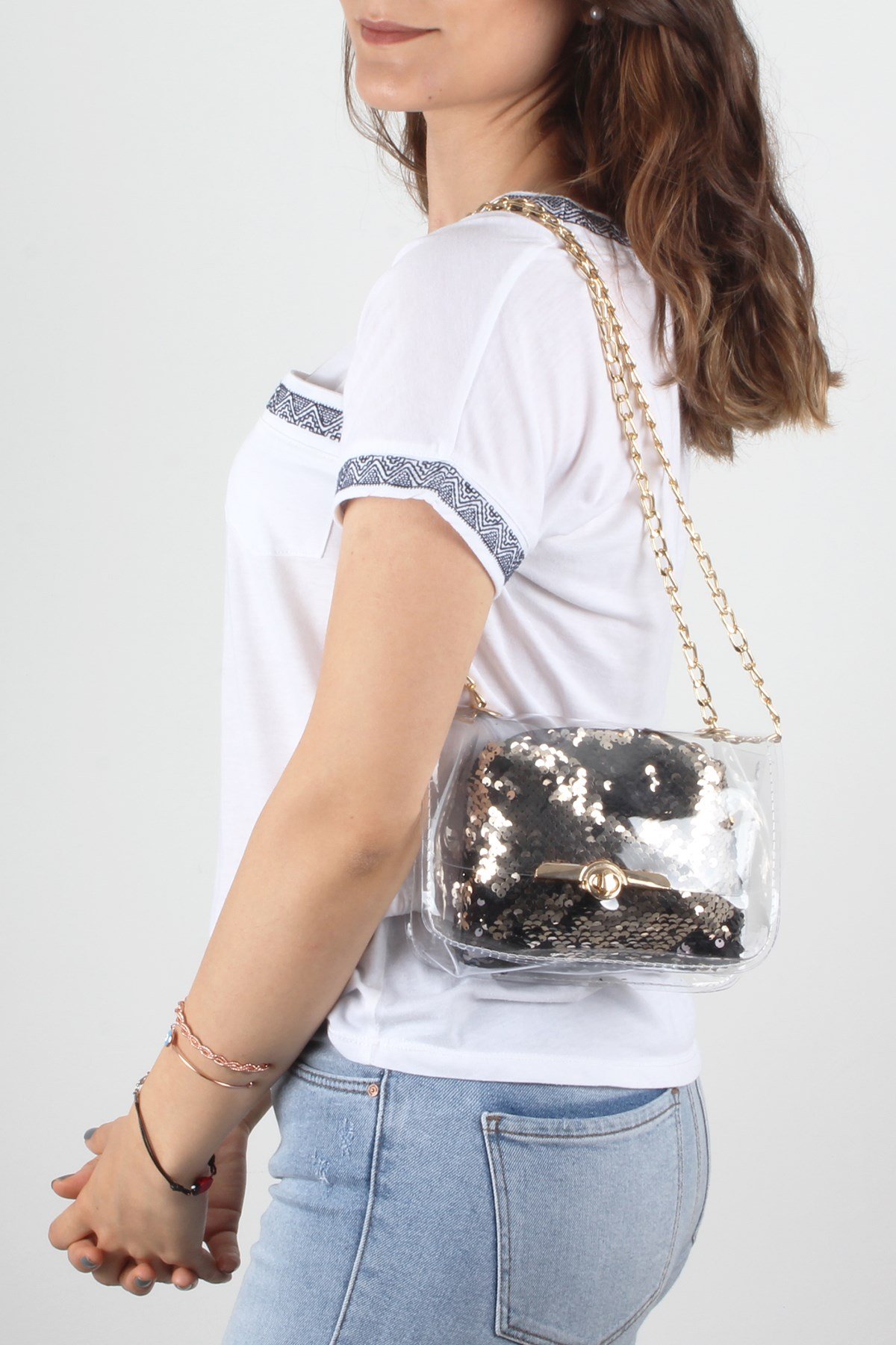 LWE20291-SLuwweLuwwe Bag'sSiyah Kadın Şeffaf Omuz Çantası (LWE20291-S)