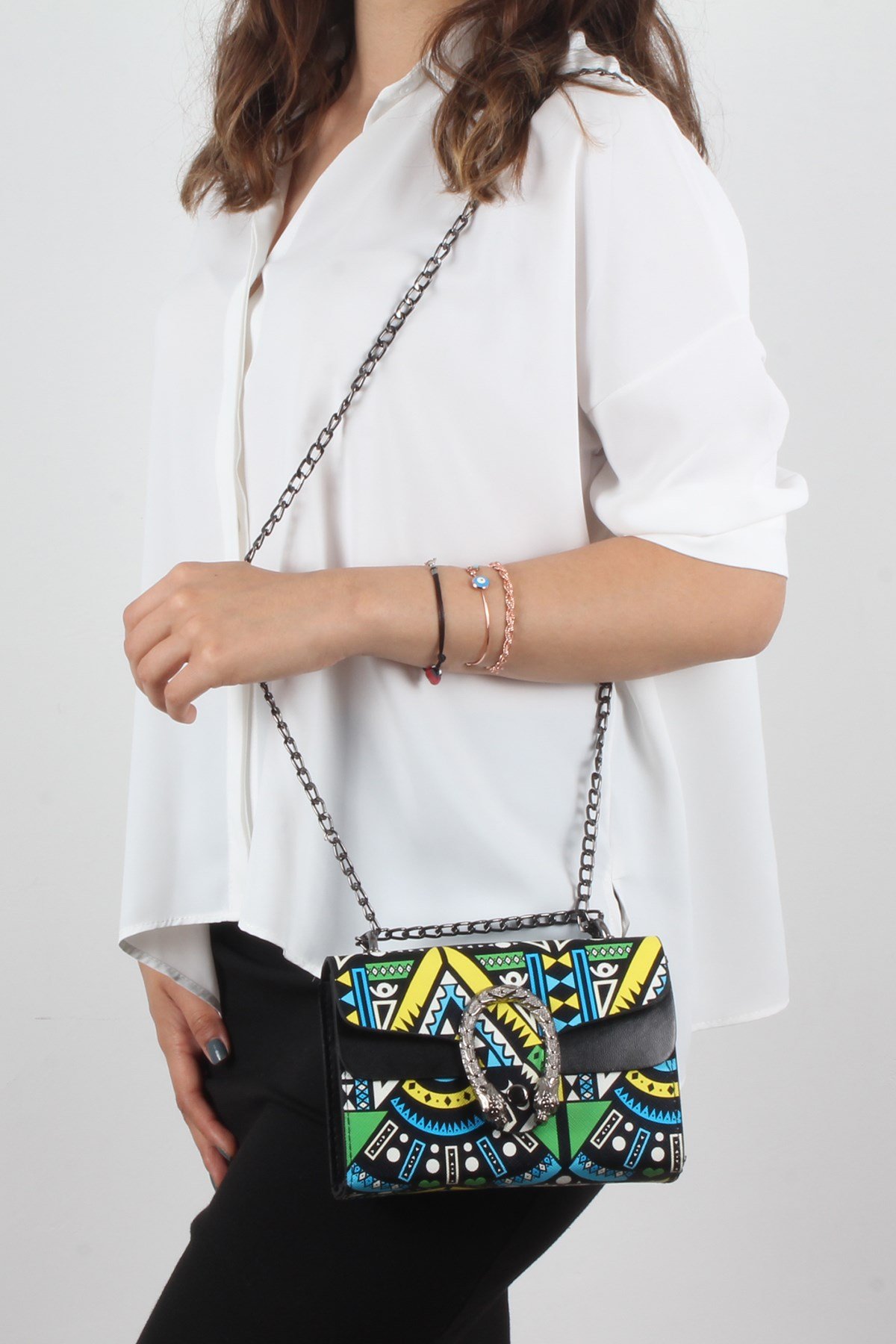 LWE20290-Syh.MotifliLuwweLuwwe Bag'sSiyah Motifli Kadın Omuz Çantası (LWE20290-Syh.Motifli)