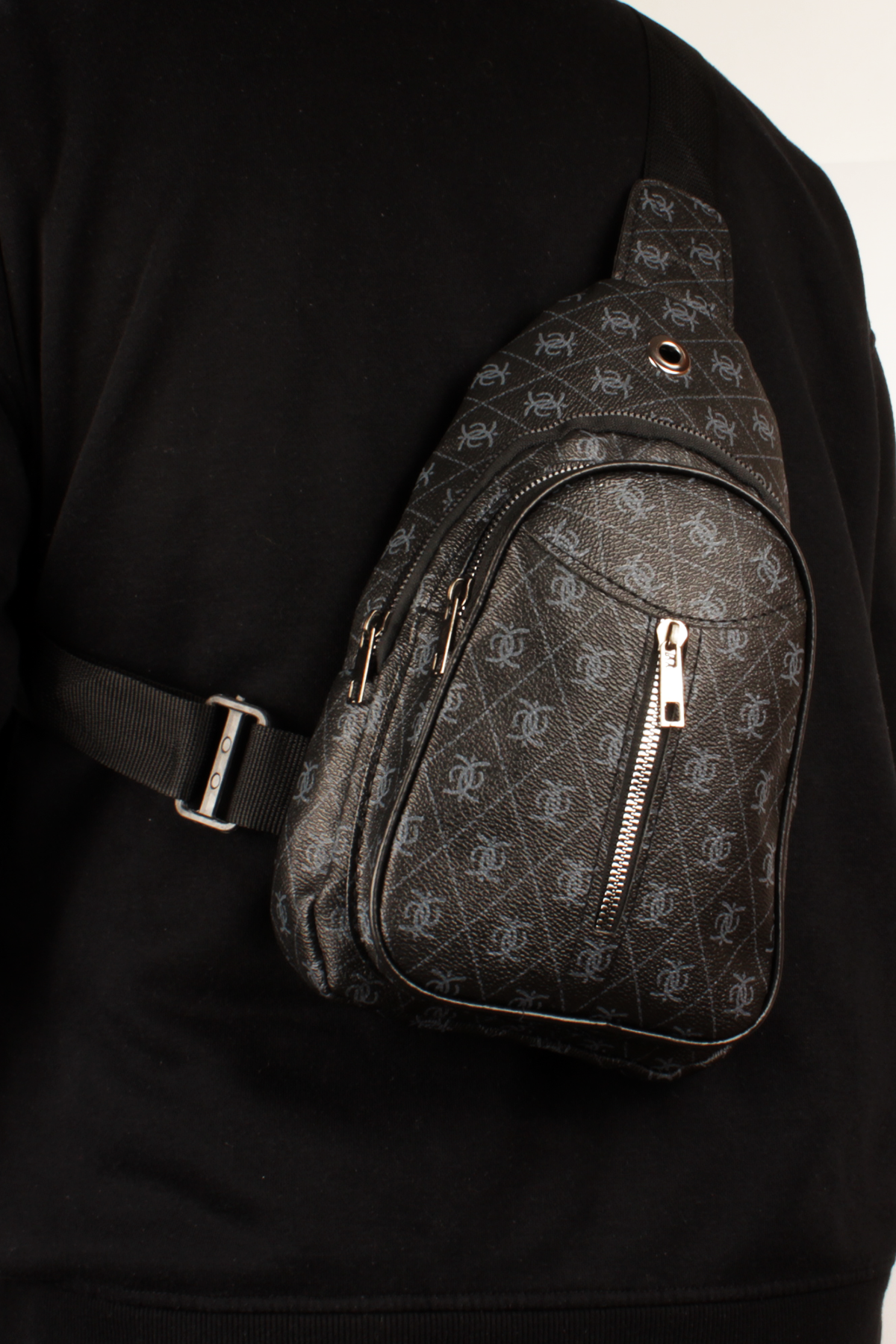 LWE20789-SyhTalhaLuwwe Bag'sUnisex Üç Bölmeli -Kulaklık Şarj Çıkış Yeri- Desenli Deri Kolon Askılı Göğüs ve Sırt Çantası (20789)