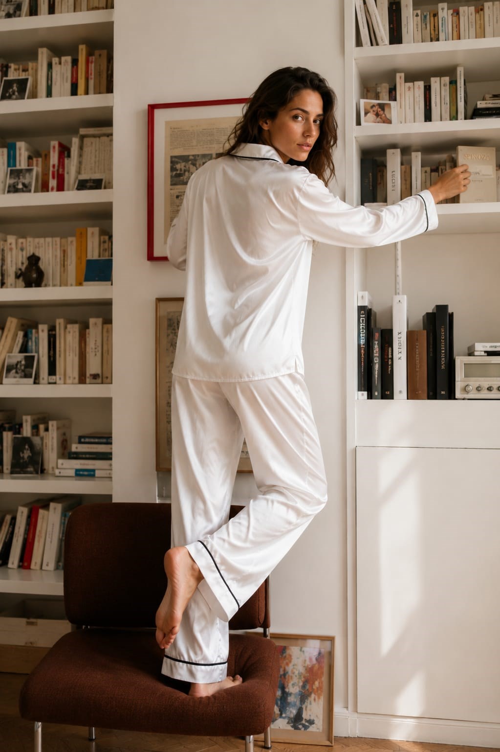 Hazel Beyaz Saten Pijama Takımı