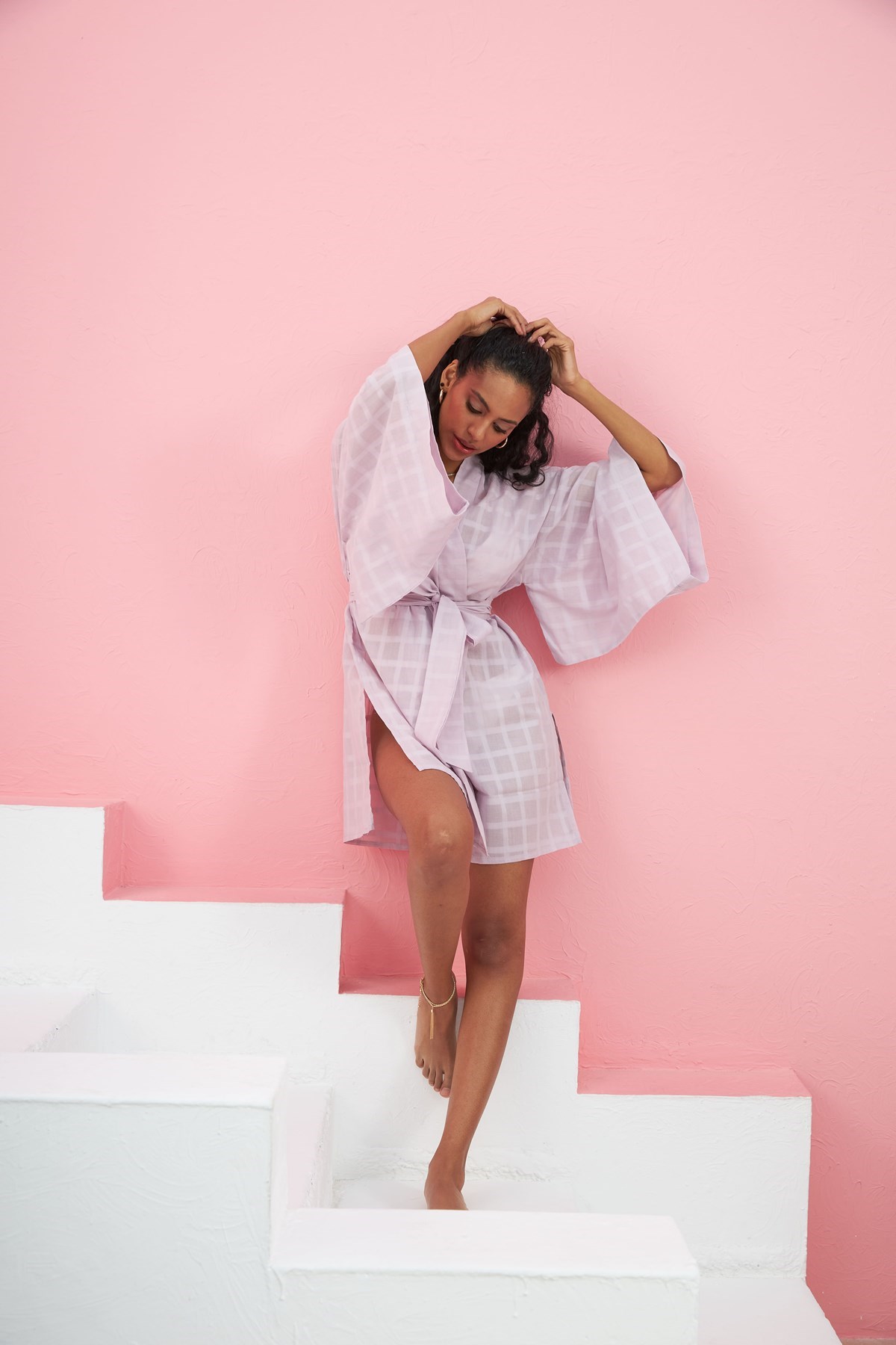 Kali Lila Keten Mini Kimono