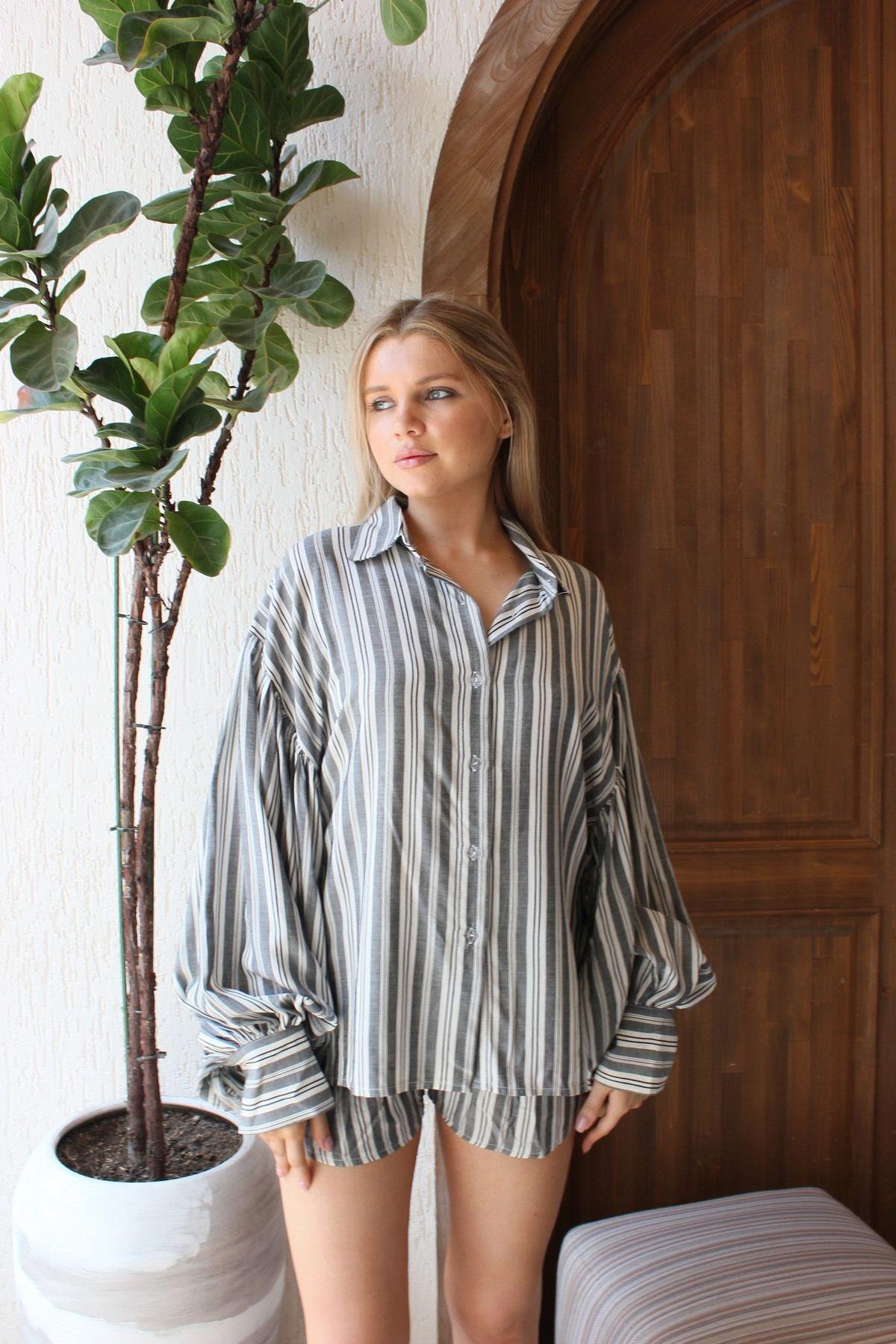LARAH Çizgili Mini Pijama Takımı