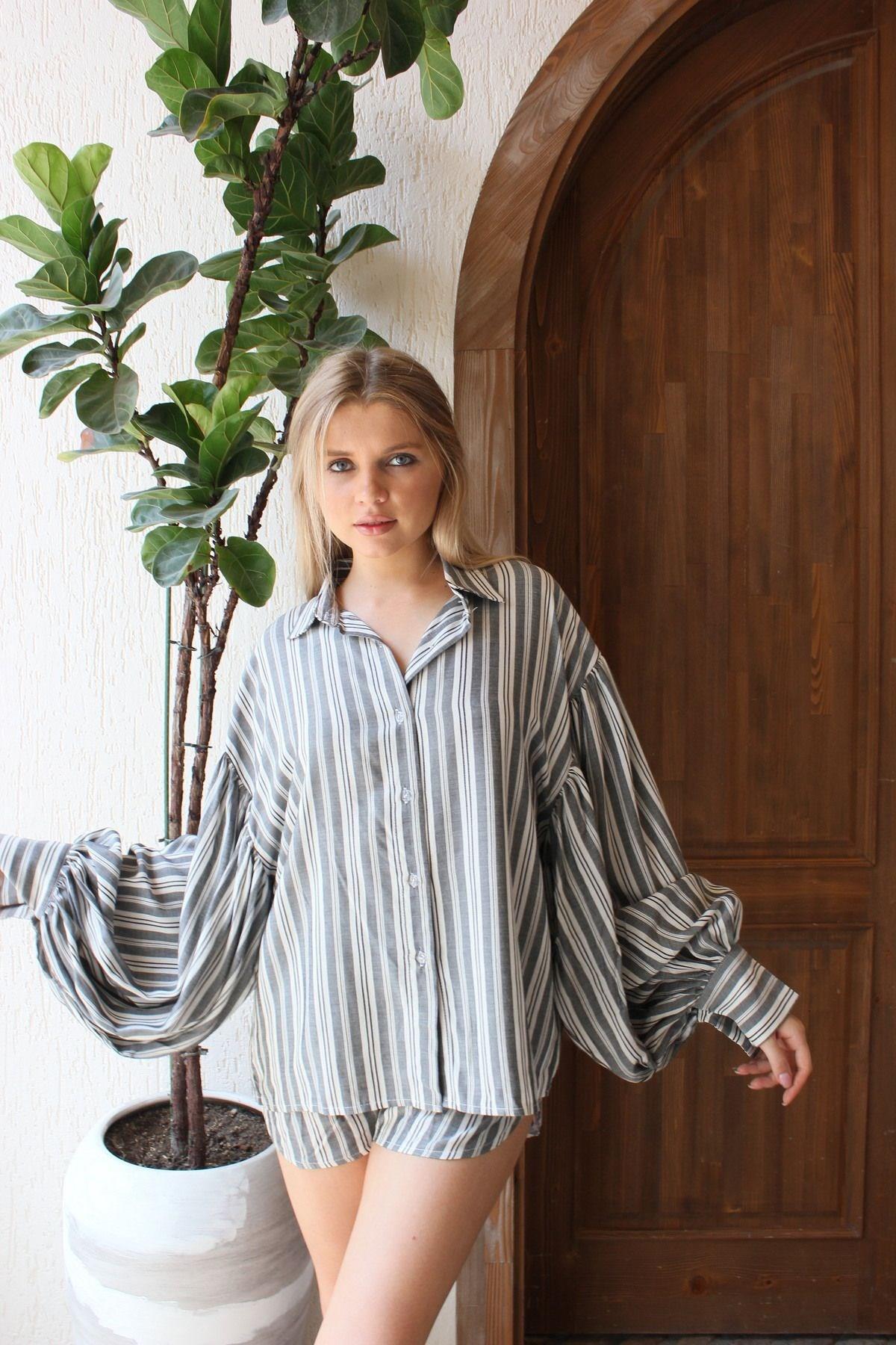 LARAH Çizgili Mini Pijama Takımı