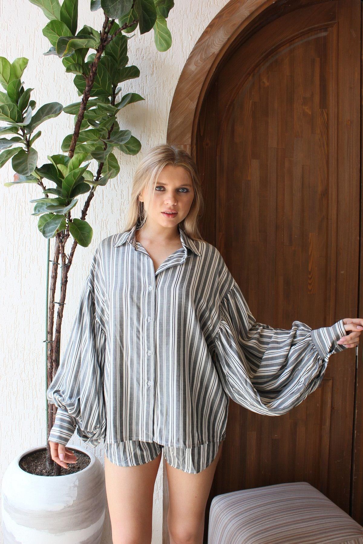 LARAH Çizgili Mini Pijama Takımı