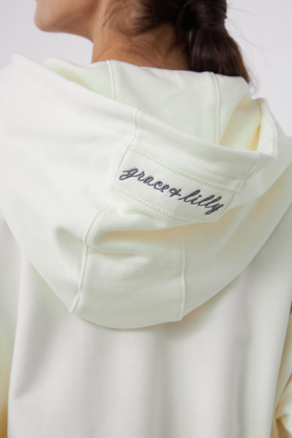 Saage Oversize Pamuklu Kapşonlu Fermuar Tasarım Sweatshirt ve Şort Etek Takım