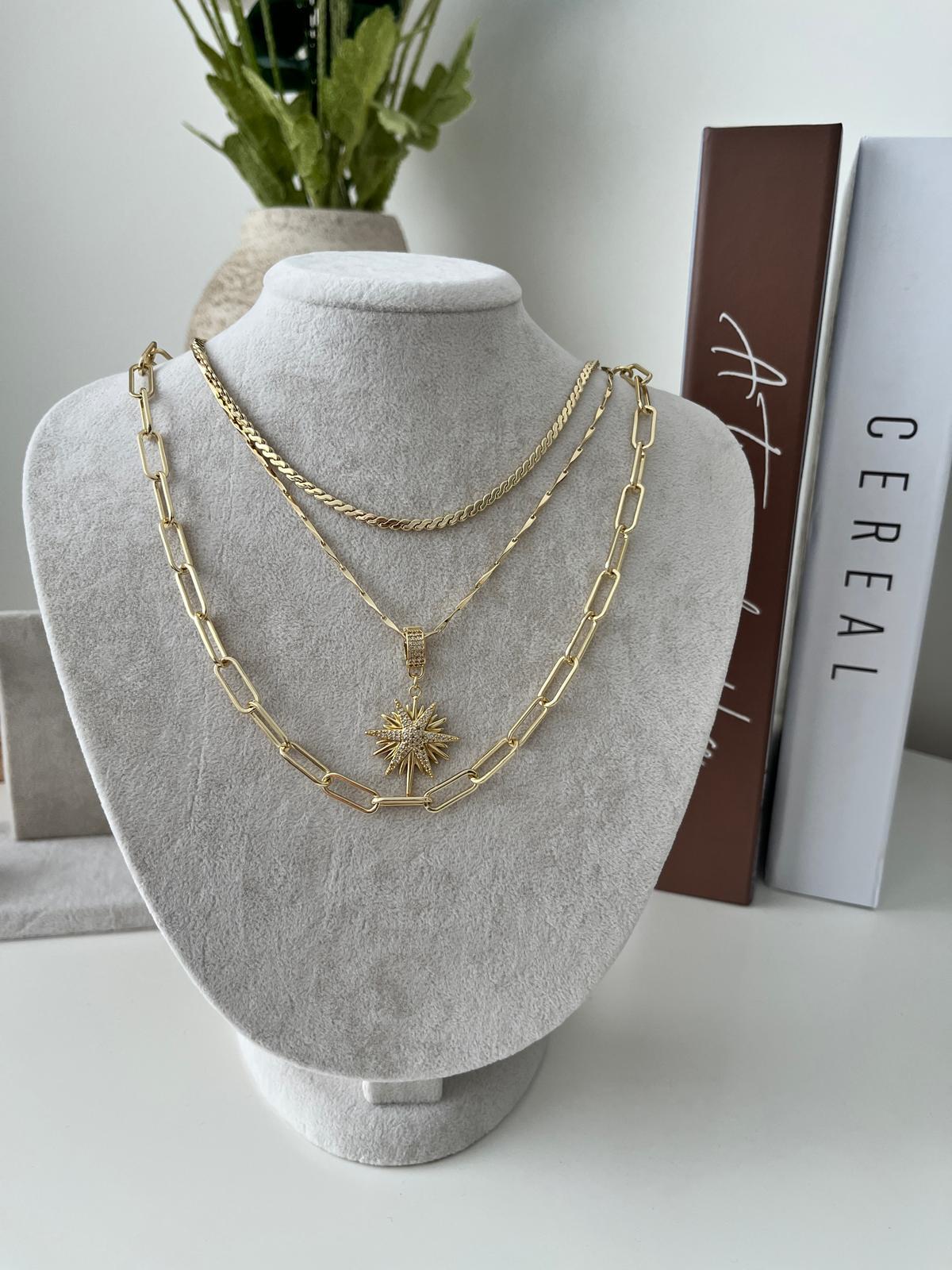 KUTUP YILDIZI FULL ZİRKON TAŞLI GOLD 14K KOLYE UCU