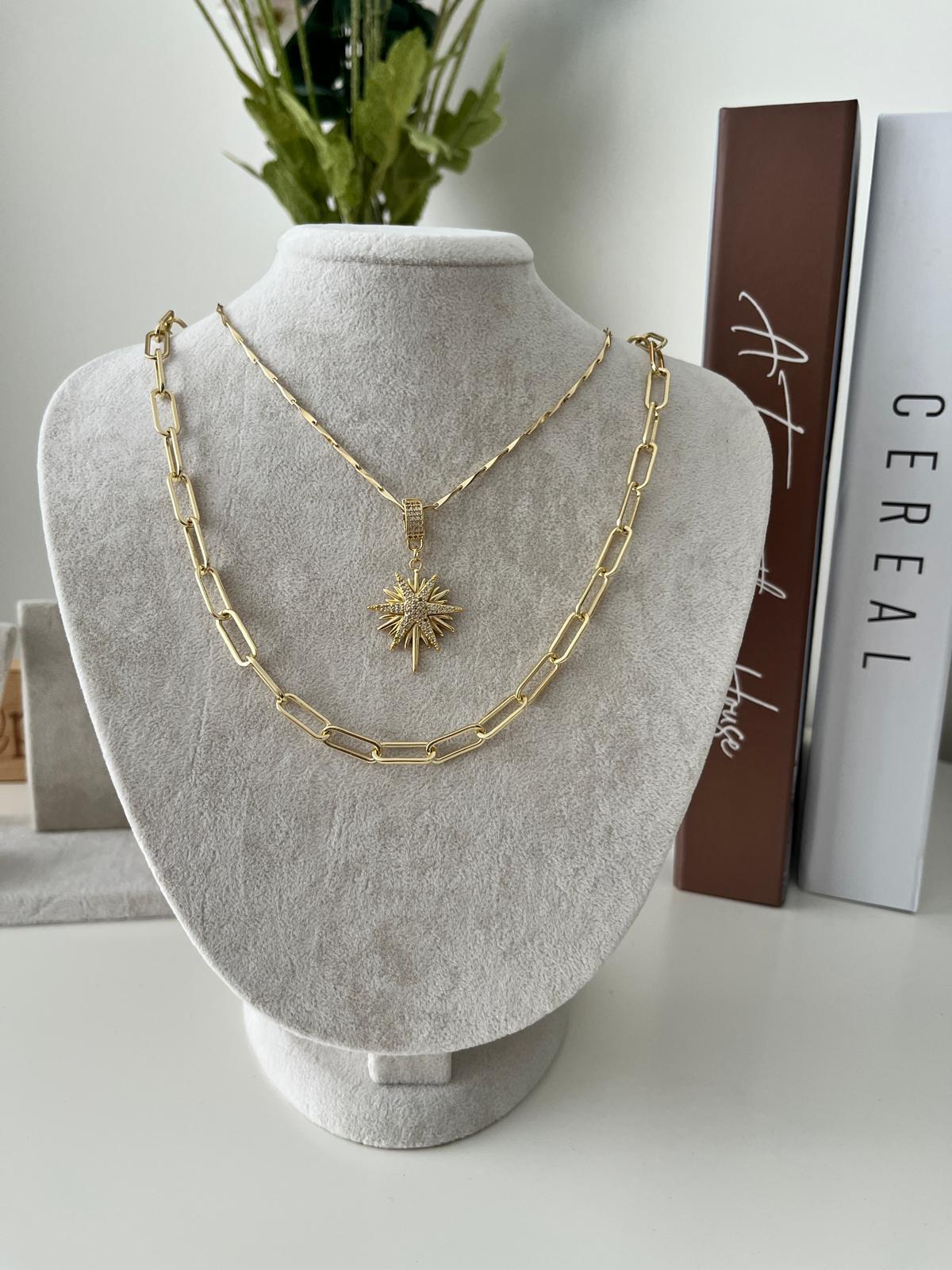 KUTUP YILDIZI FULL ZİRKON TAŞLI GOLD 14K KOLYE UCU