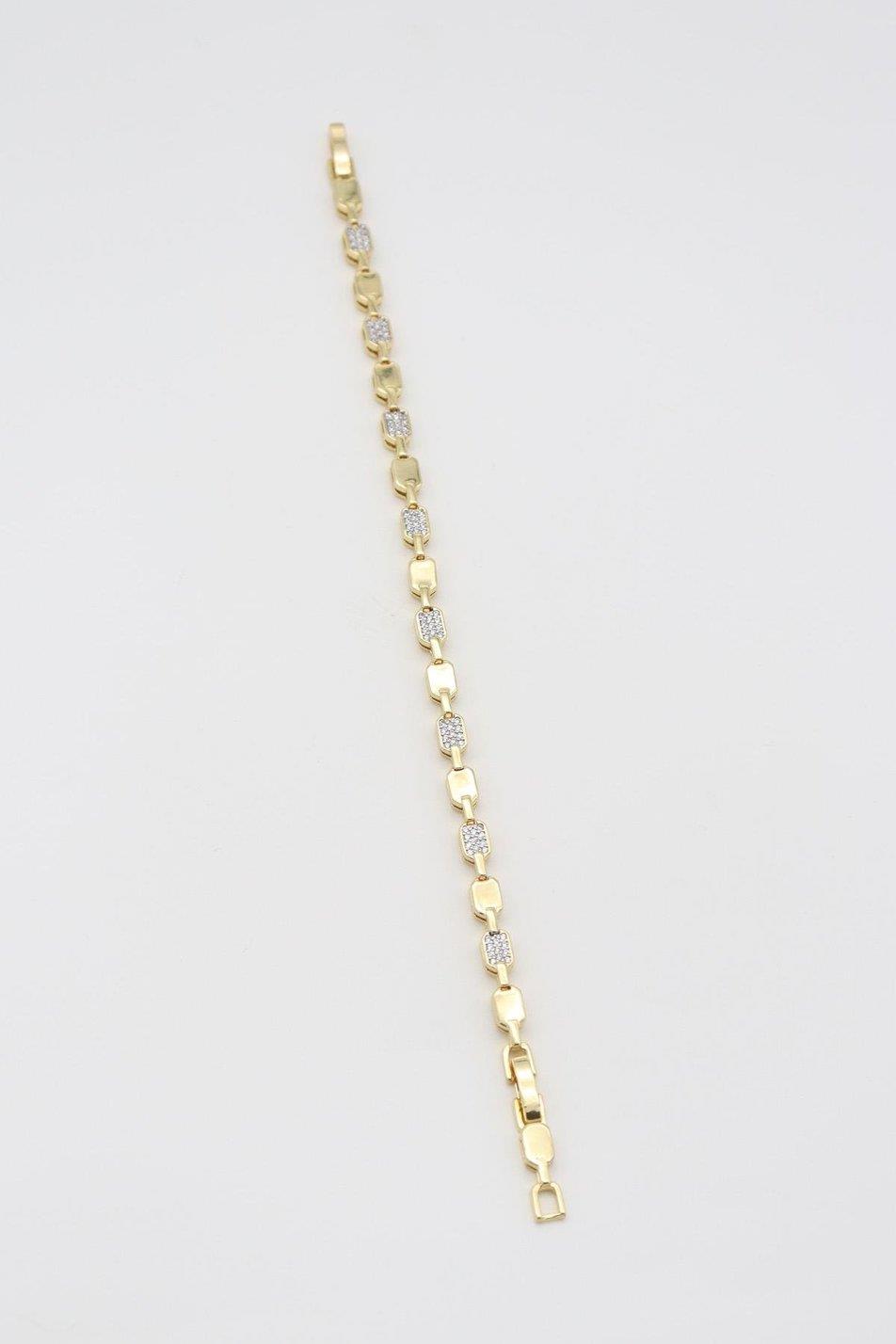 OVAL SIRALI ZİRKON TAŞLI 14K BİLEKLİK