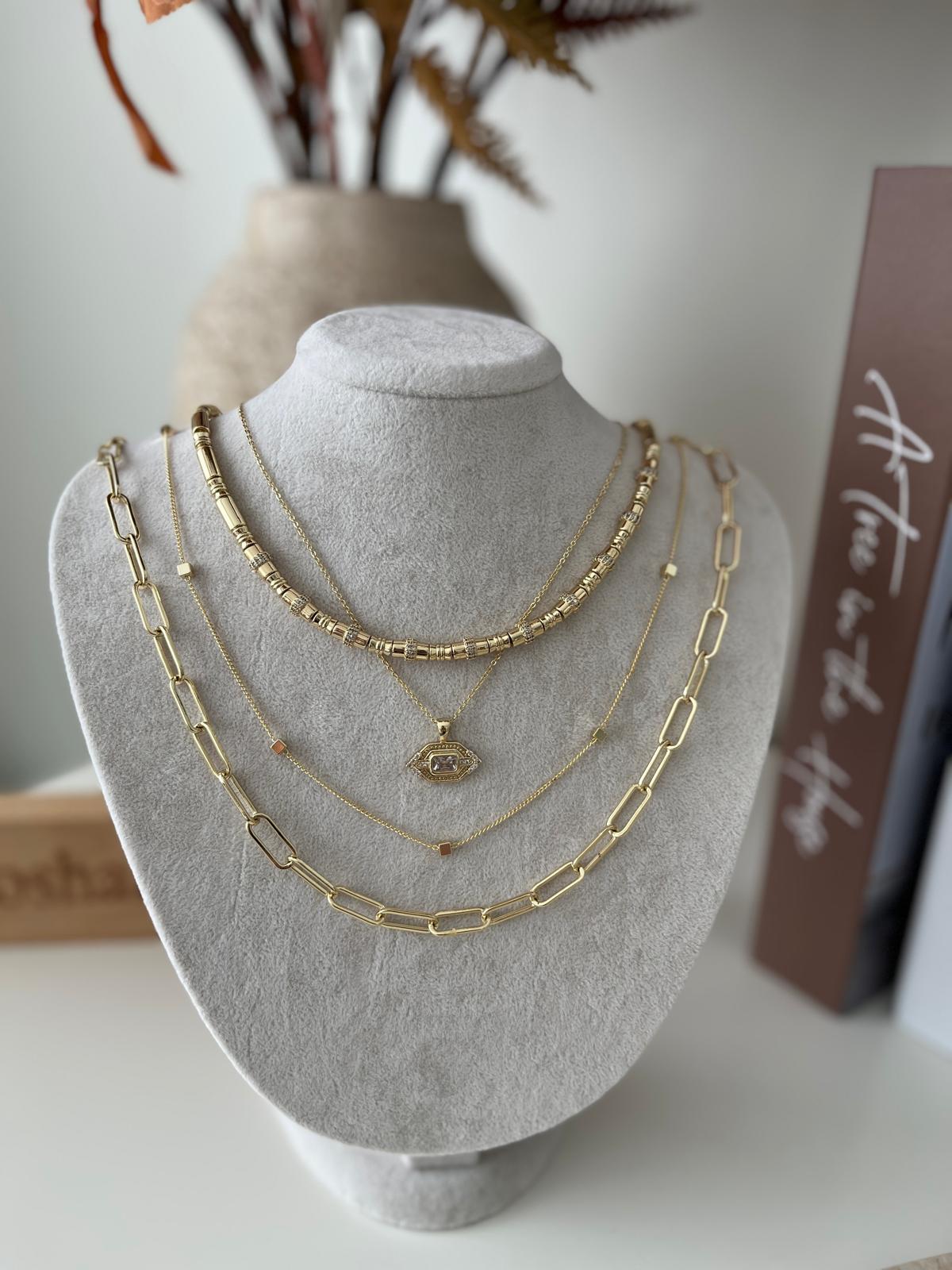 ÖZEL SERİ ÇOKLU KÜP DETAY GOLD 14K ZİNCİR KOLYE