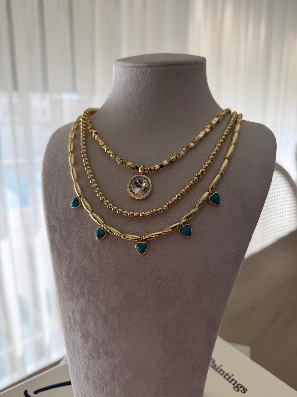 ÖZEL SERİ TAŞ DETAY GOLD KOLYE