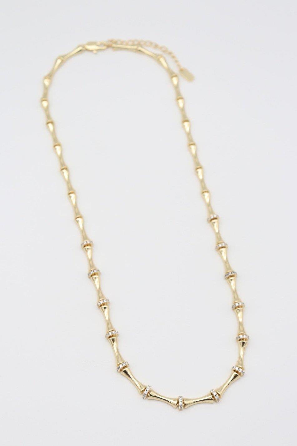 TAŞLI GOLD 14K KEMİK KOLYE