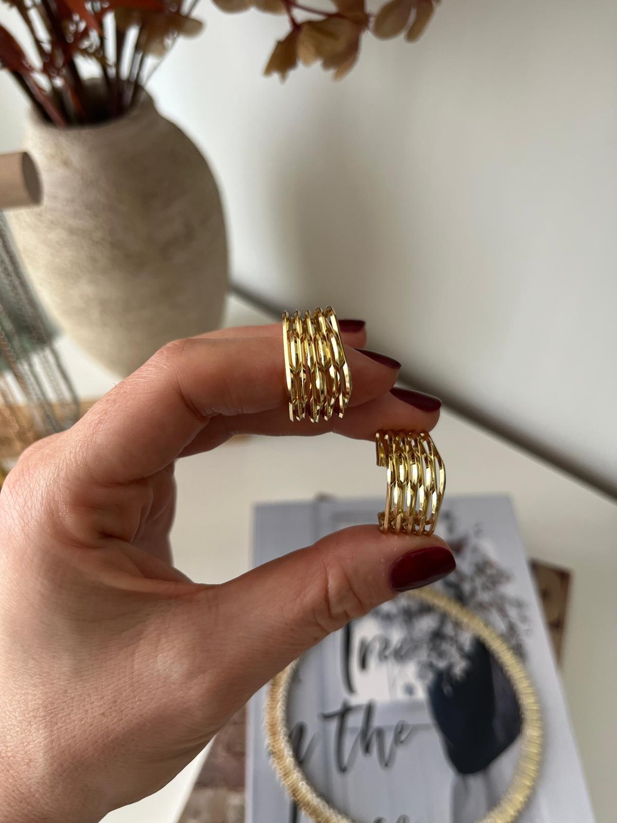 VİP SERİ İÇ İÇE GEÇMELİ BOMBELİ PRİZMA MODEL GOLD KÜPE