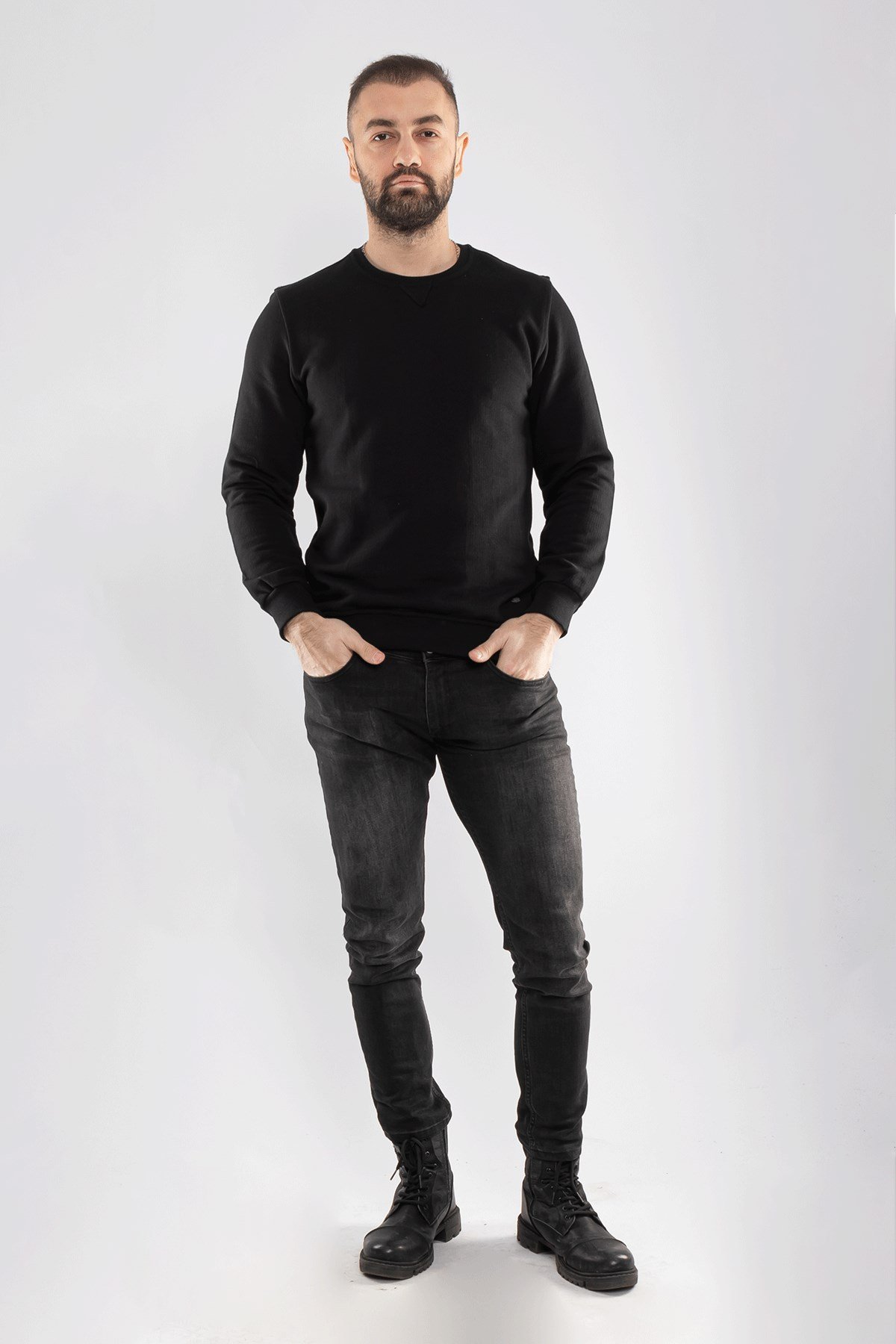 1010 Pamuklu O Yaka Örme Erkek Sweat