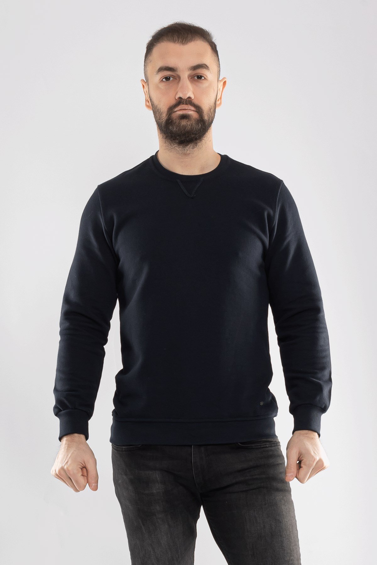 1010 Pamuklu O Yaka Örme Erkek Sweat