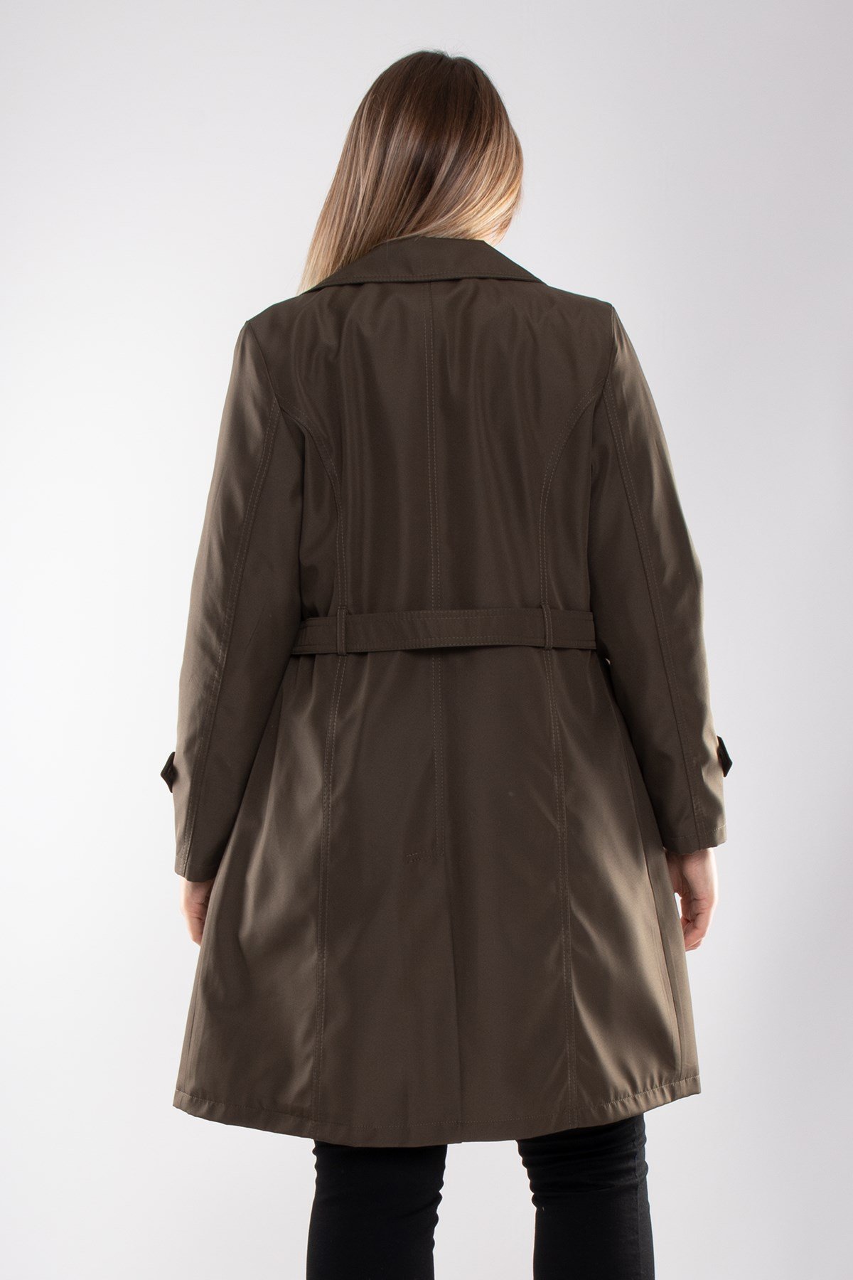 1035 Kolucu Apoletli Kuşaklı Uzun Trençkot