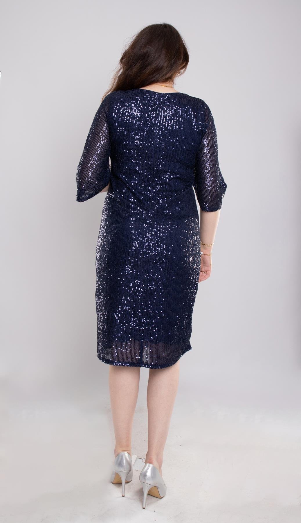 105 Büyük Beden Vyaka Pulpayet Truvakar Kol Kısa Elbise