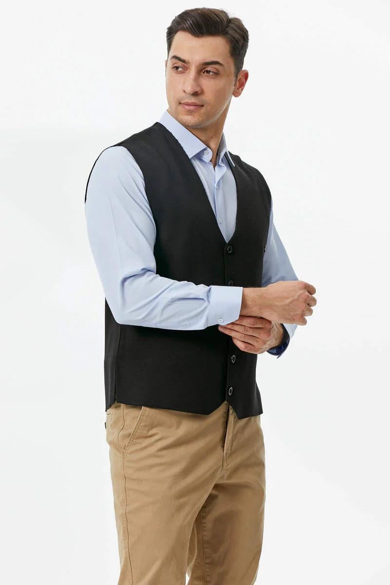 10575 Klasik Triko Düğmeli Erkek Yelek
