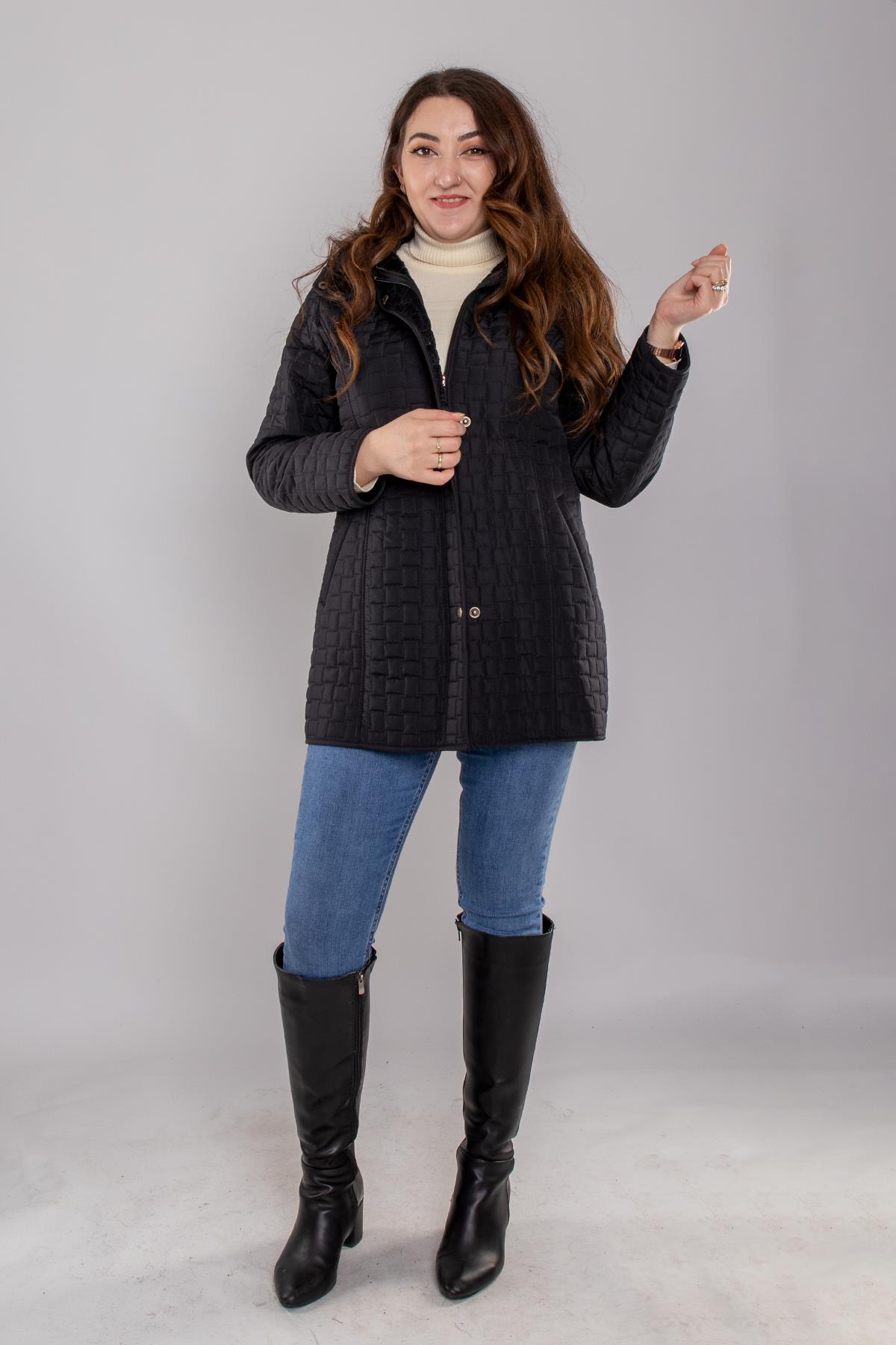 1059 Büyük Beden İçi Kürklü Kapitone Kadın Mont