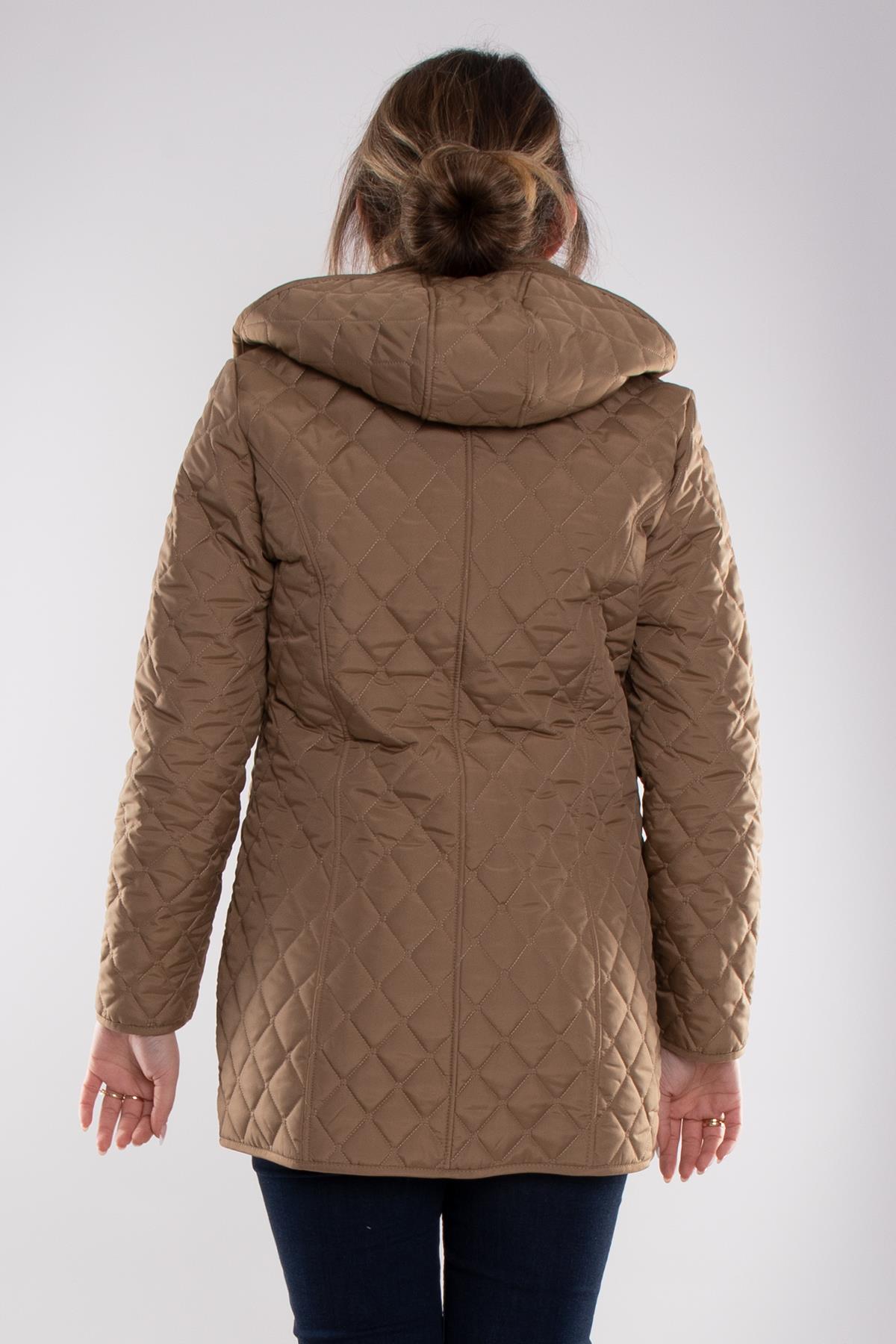 1060 Battal Beden İçi Kürklü Kapitone Kadın Mont